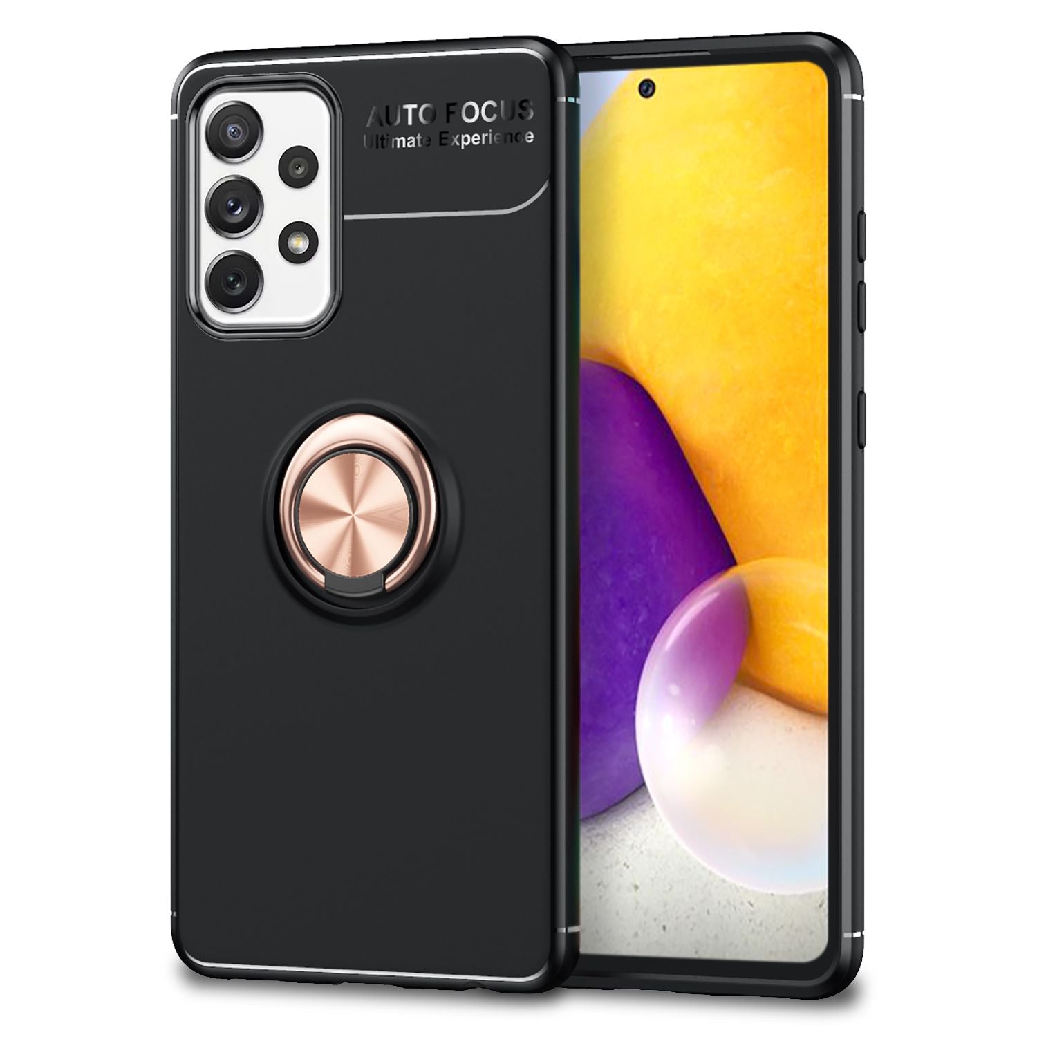 NALIA Ring Handyhülle für Samsung Galaxy A72, Silikon Cover Schutz Tasche Case Rose Gold NALIA Protective Hülle