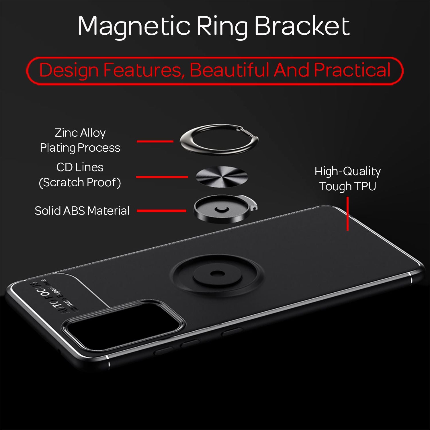 NALIA Ring Handyhülle für Samsung Galaxy A72, Silikon Cover Schutz Tasche Case Rose Gold NALIA Protective Hülle