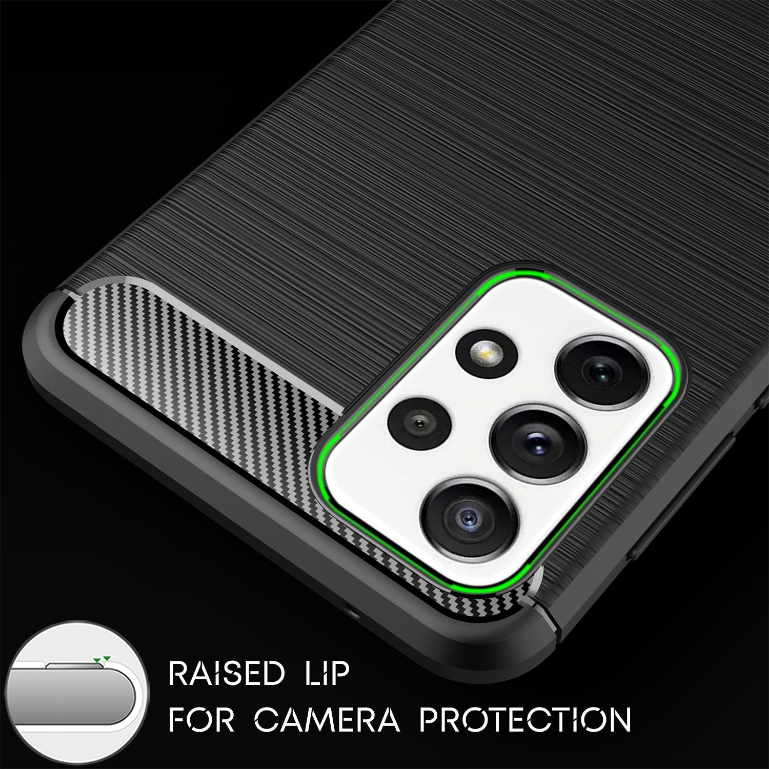 NALIA Design Case für Samsung Galaxy A72, Carbon Look Handyhülle Silikon Cover Default Title NALIA Protective Hülle