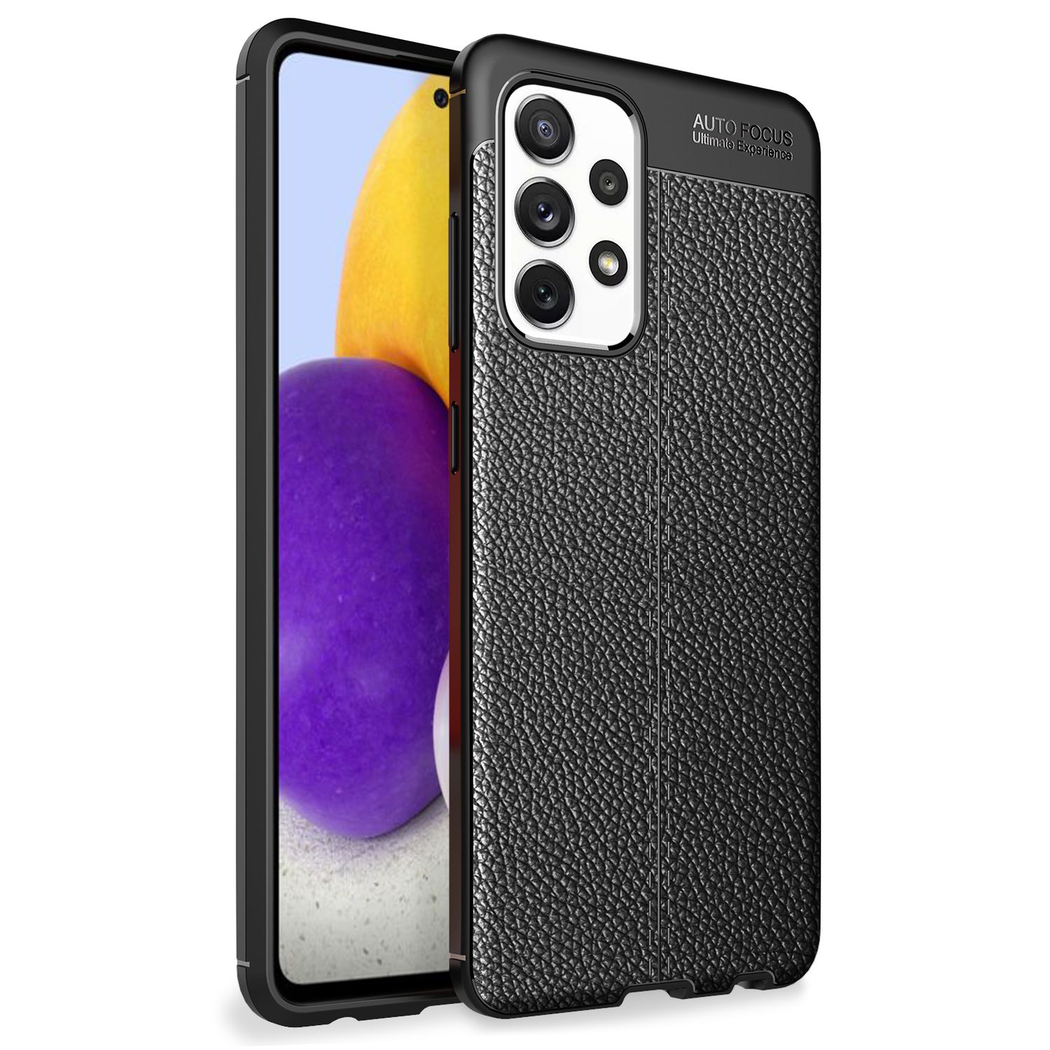 NALIA Design Case für Samsung Galaxy A72, Leder Look Handyhülle Silikon Cover Default Title NALIA