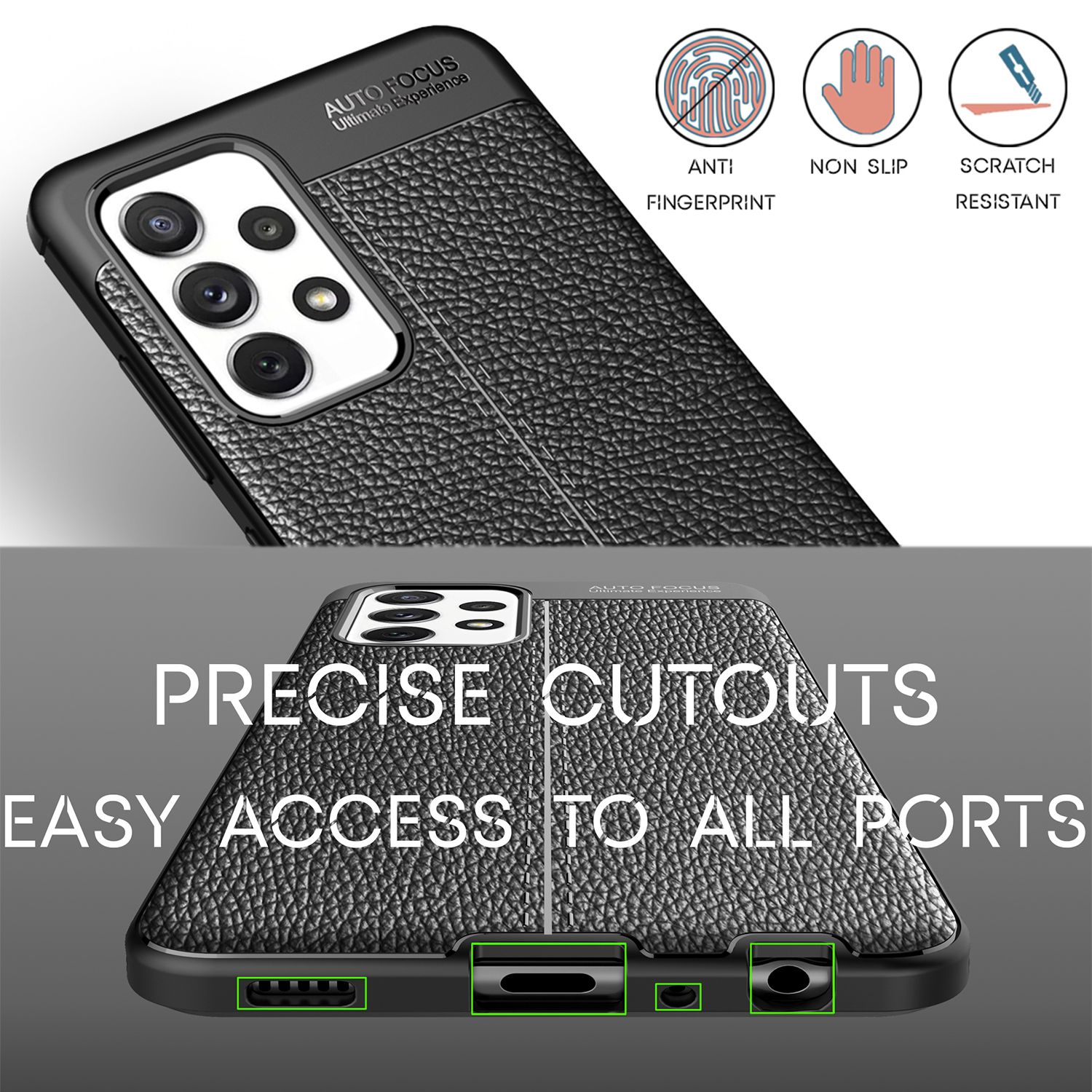 NALIA Design Case für Samsung Galaxy A72, Leder Look Handyhülle Silikon Cover Default Title NALIA