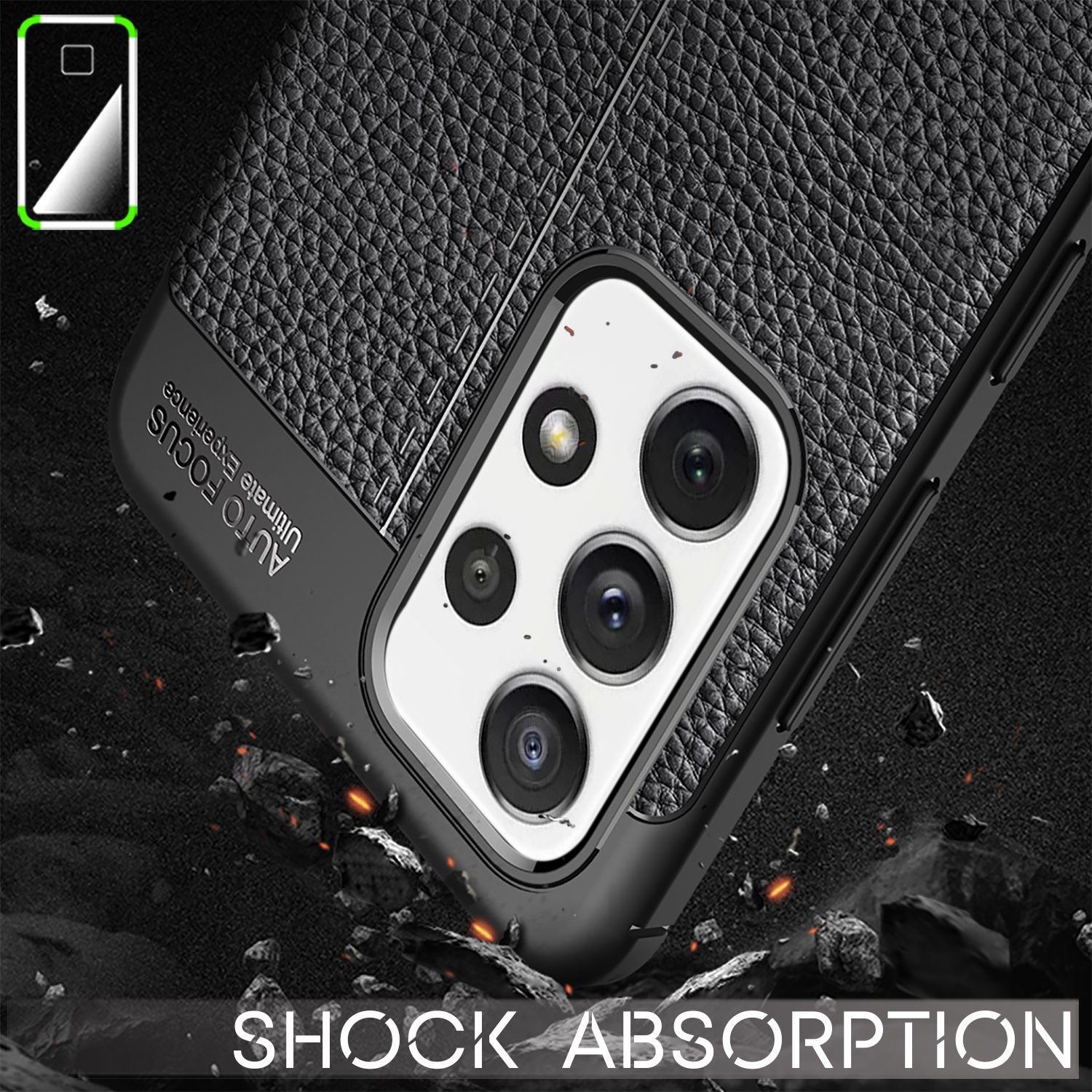 NALIA Design Case für Samsung Galaxy A72, Leder Look Handyhülle Silikon Cover Default Title NALIA