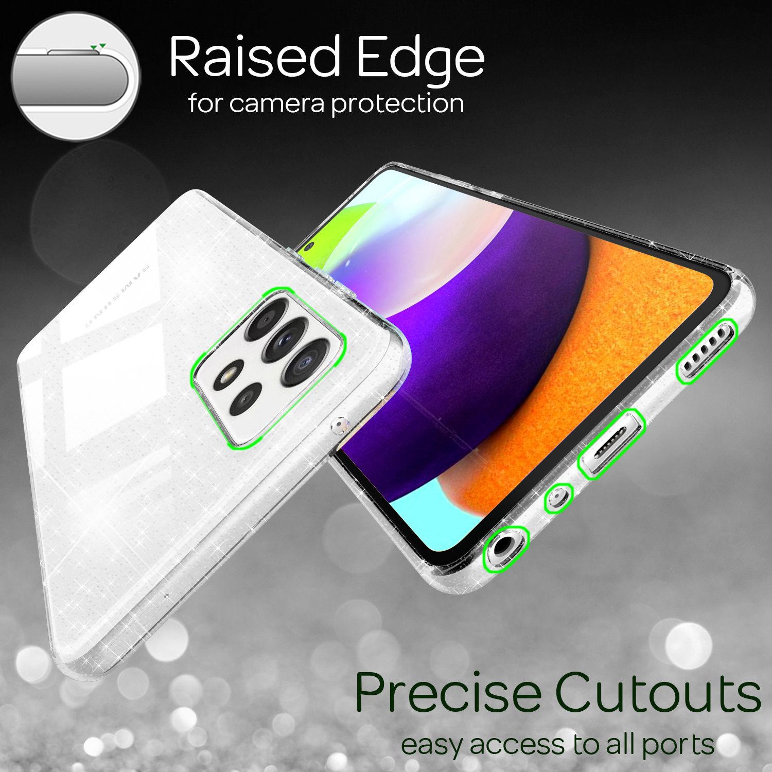 NALIA Glitzer Handy Hülle für Samsung Galaxy A52 5G / A52 / A52s 5G Transparent Default Title NALIA Transparente Hülle