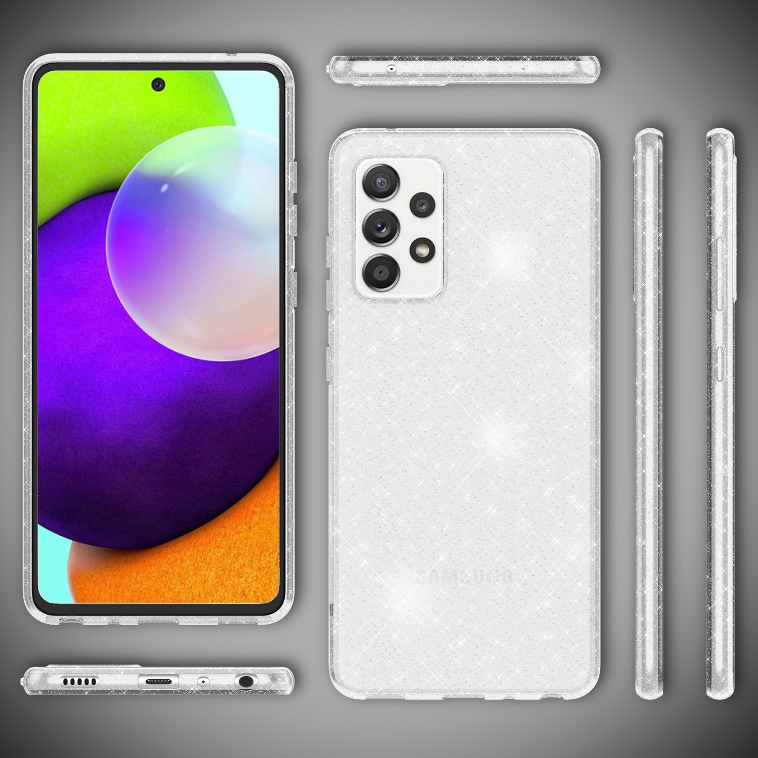 NALIA Glitzer Handy Hülle für Samsung Galaxy A52 5G / A52 / A52s 5G Transparent Default Title NALIA Transparente Hülle
