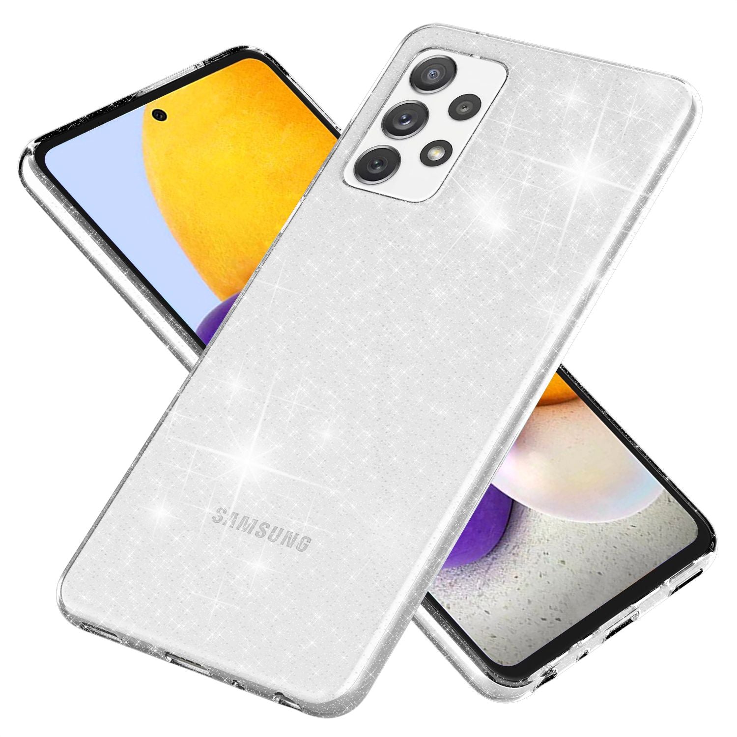 NALIA Glitzer Handy Hülle für Samsung Galaxy A72, Transparent Silikon Case Cover Default Title NALIA Transparente Hülle