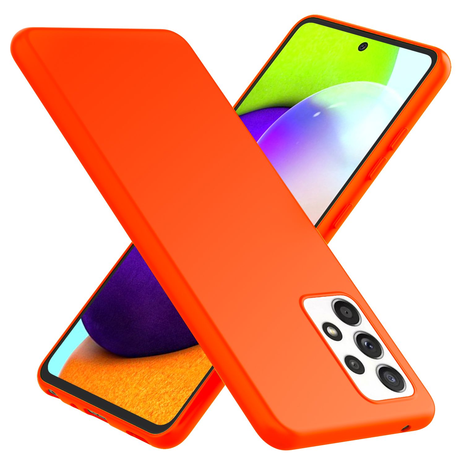 NALIA Neon Handy Hülle für Samsung Galaxy A52 5G / A52 / A52s 5G, Silikon Case Orange NALIA Neon Hülle