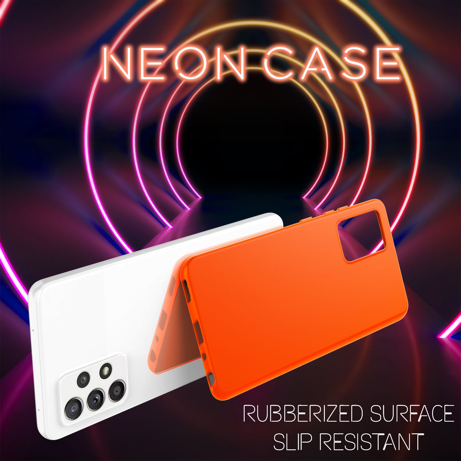 NALIA Neon Handy Hülle für Samsung Galaxy A52 5G / A52 / A52s 5G, Silikon Case Orange NALIA Neon Hülle