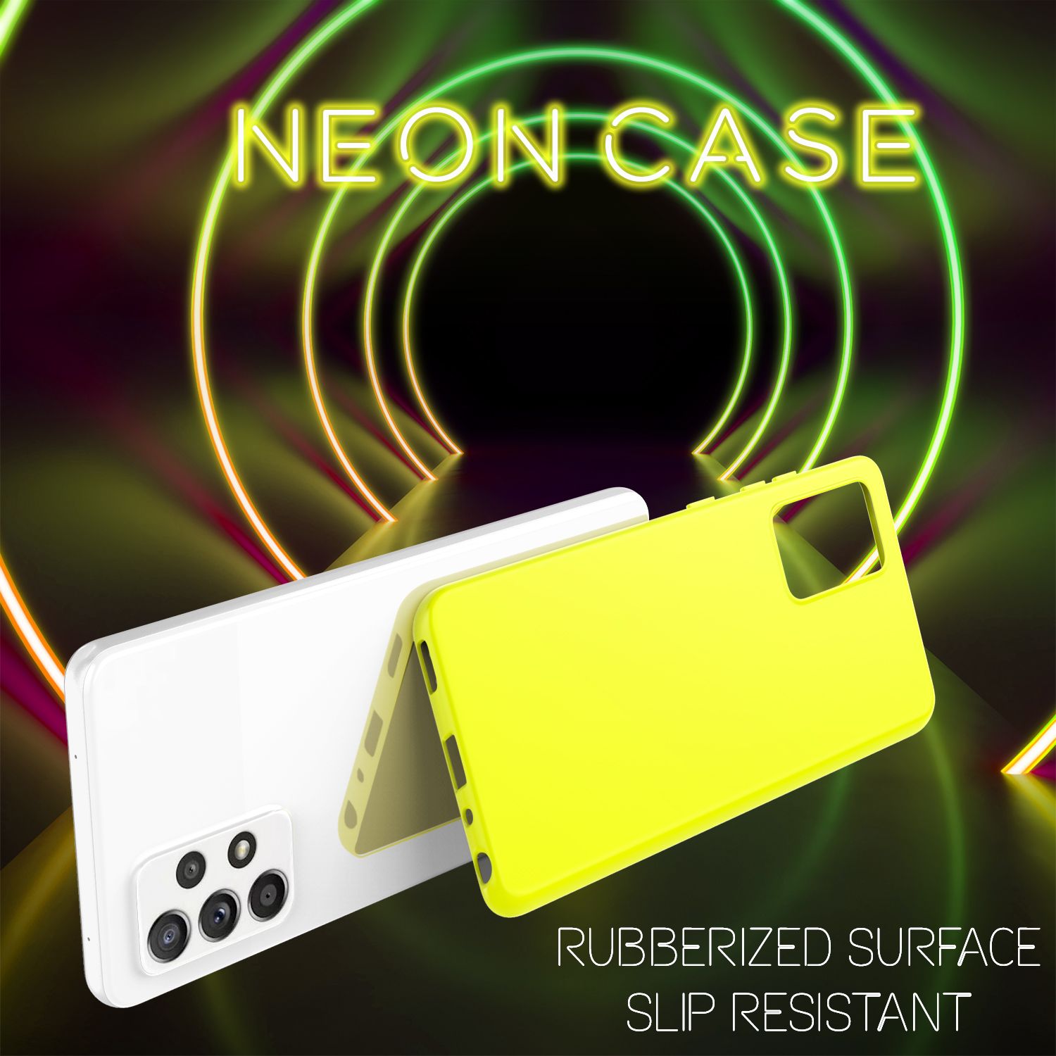 NALIA Neon Handy Hülle für Samsung Galaxy A52 5G / A52 / A52s 5G, Silikon Case Gelb NALIA Neon Hülle
