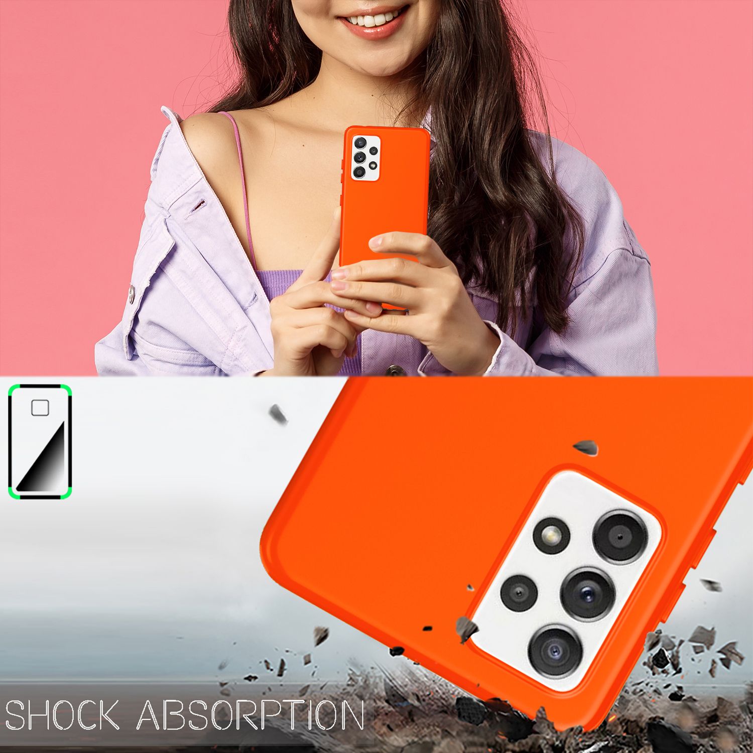NALIA Neon Handy Hülle für Samsung Galaxy A52 5G / A52 / A52s 5G, Silikon Case Orange NALIA Neon Hülle