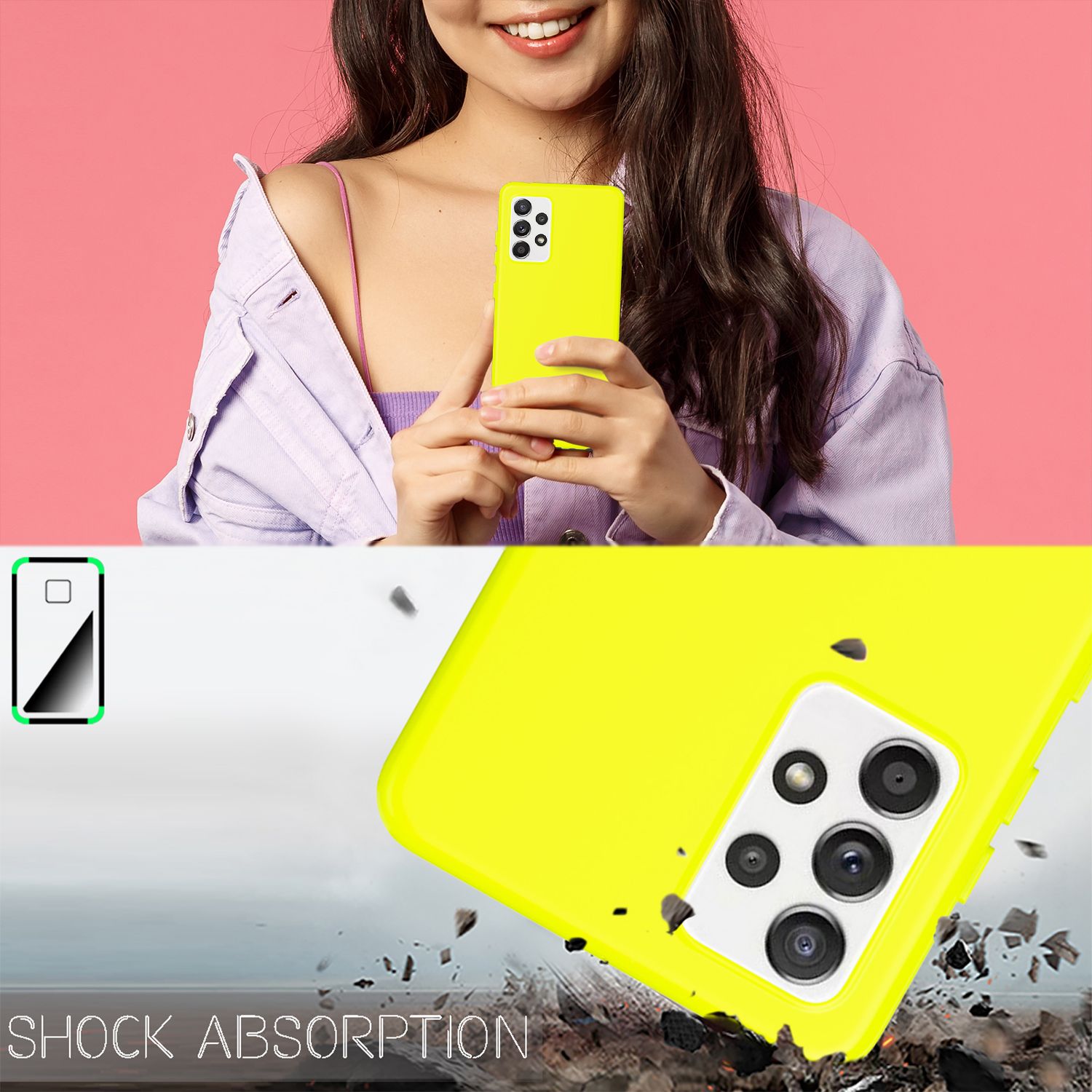 NALIA Neon Handy Hülle für Samsung Galaxy A52 5G / A52 / A52s 5G, Silikon Case Gelb NALIA Neon Hülle