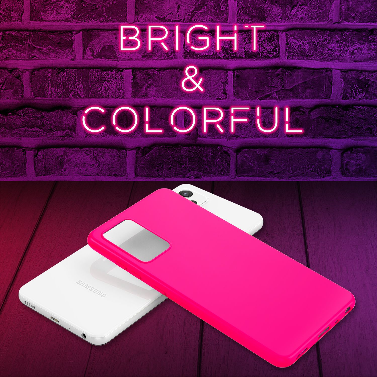 NALIA Neon Handy Hülle für Samsung Galaxy A52 5G / A52 / A52s 5G, Silikon Case Pink NALIA Neon Hülle