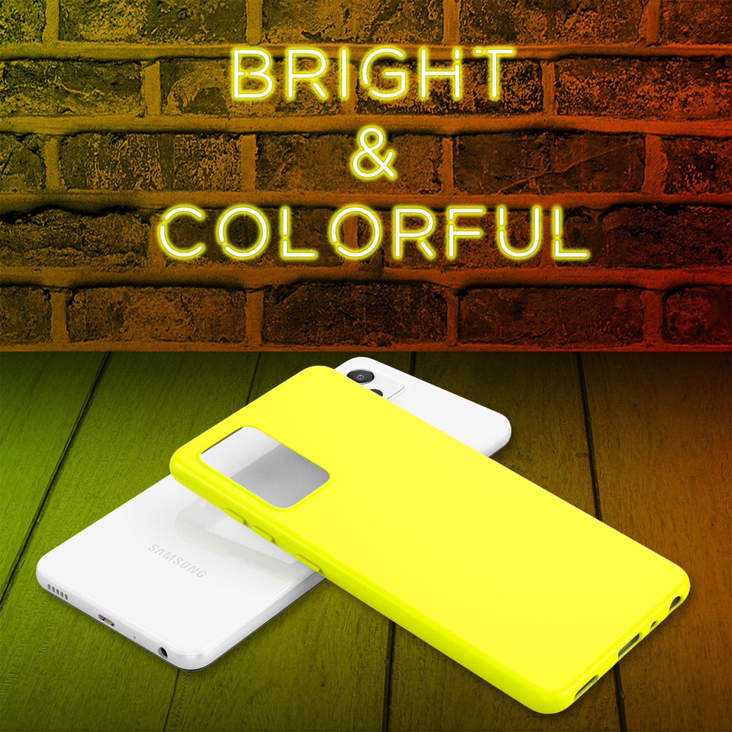 NALIA Neon Handy Hülle für Samsung Galaxy A52 5G / A52 / A52s 5G, Silikon Case Gelb NALIA Neon Hülle