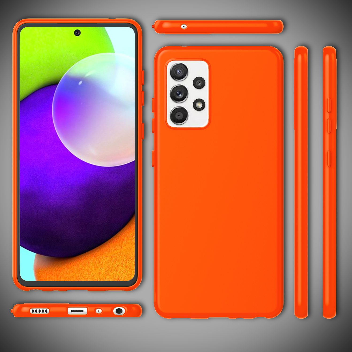 NALIA Neon Handy Hülle für Samsung Galaxy A52 5G / A52 / A52s 5G, Silikon Case Orange NALIA Neon Hülle