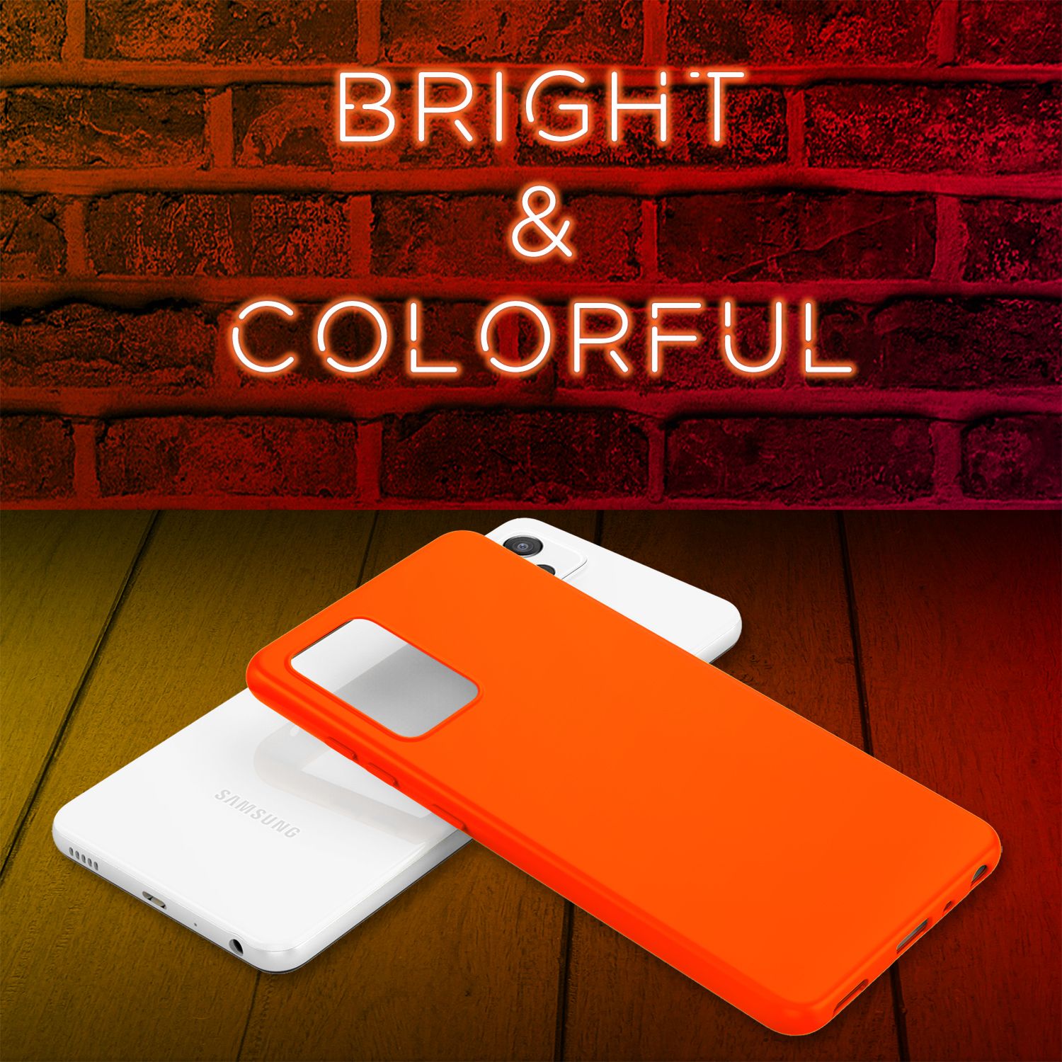 NALIA Neon Handy Hülle für Samsung Galaxy A72, Silikon Soft Case Phone Cover Orange NALIA Neon Hülle