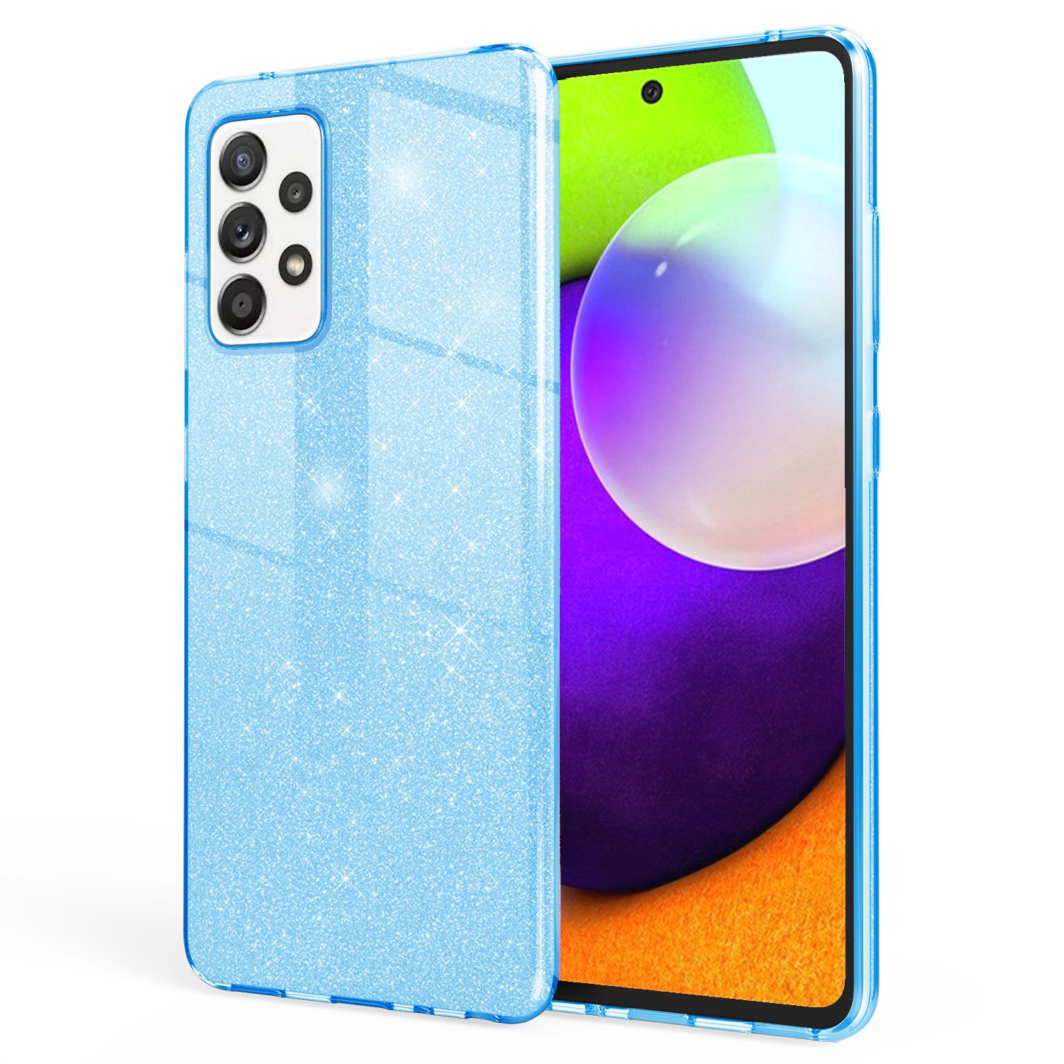NALIA Glitzer Handy Hülle für Samsung Galaxy A52 5G / A52 / A52s 5G, Cover Case Blau NALIA Protective Hülle