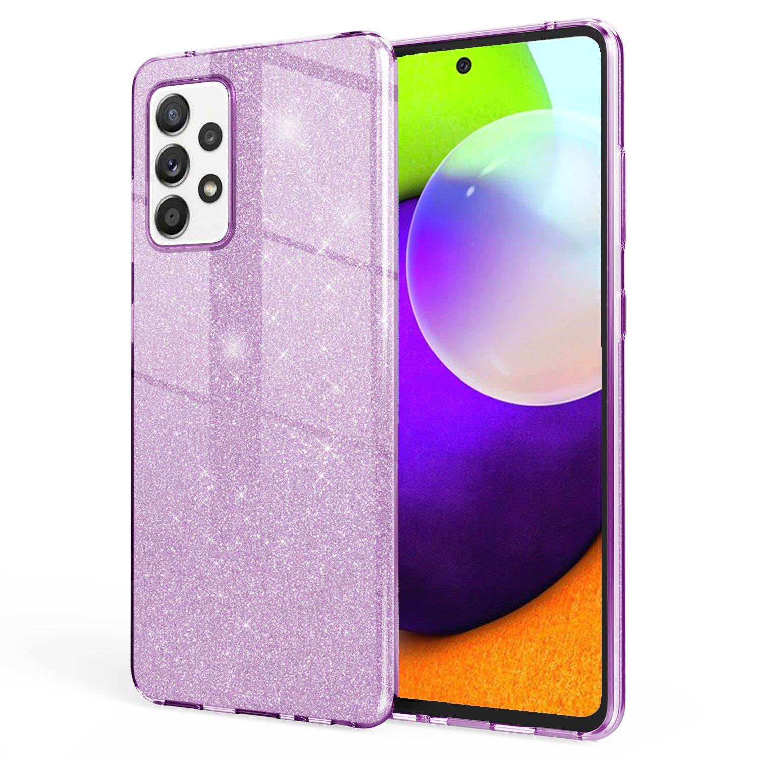 NALIA Glitzer Handy Hülle für Samsung Galaxy A52 5G / A52 / A52s 5G, Cover Case Lila NALIA Protective Hülle