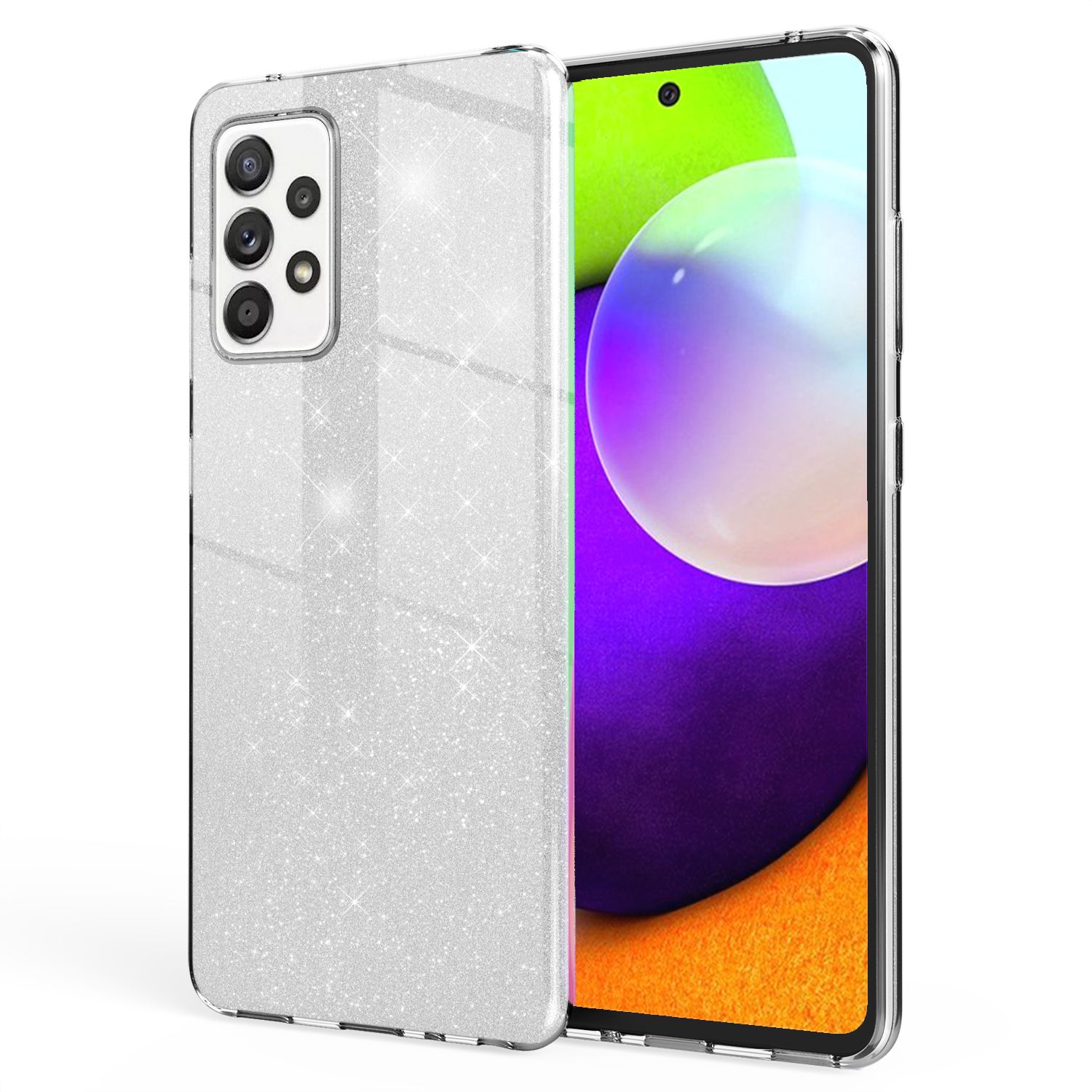 NALIA Glitzer Handy Hülle für Samsung Galaxy A52 5G / A52 / A52s 5G, Cover Case Silber NALIA Protective Hülle