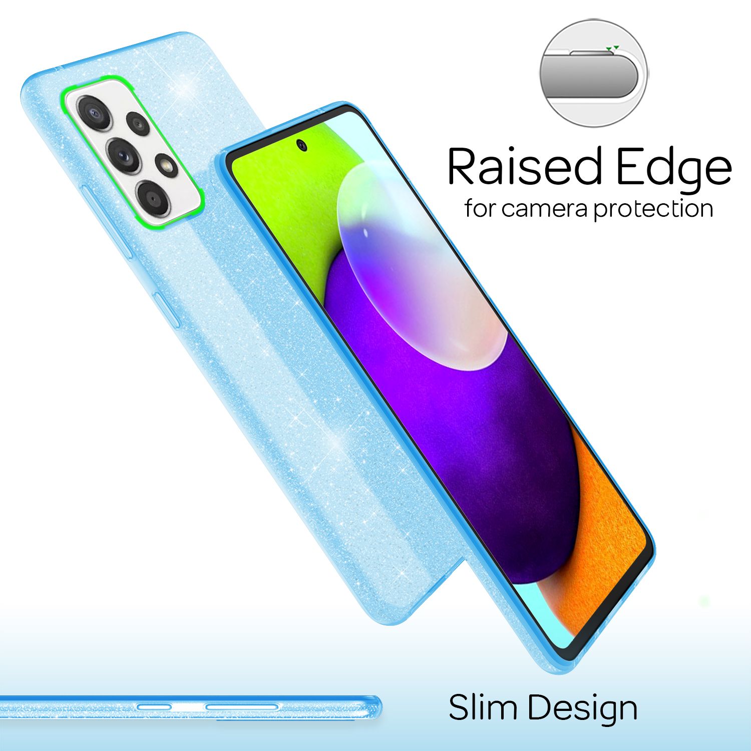 NALIA Glitzer Handy Hülle für Samsung Galaxy A52 5G / A52 / A52s 5G, Cover Case Blau NALIA Protective Hülle