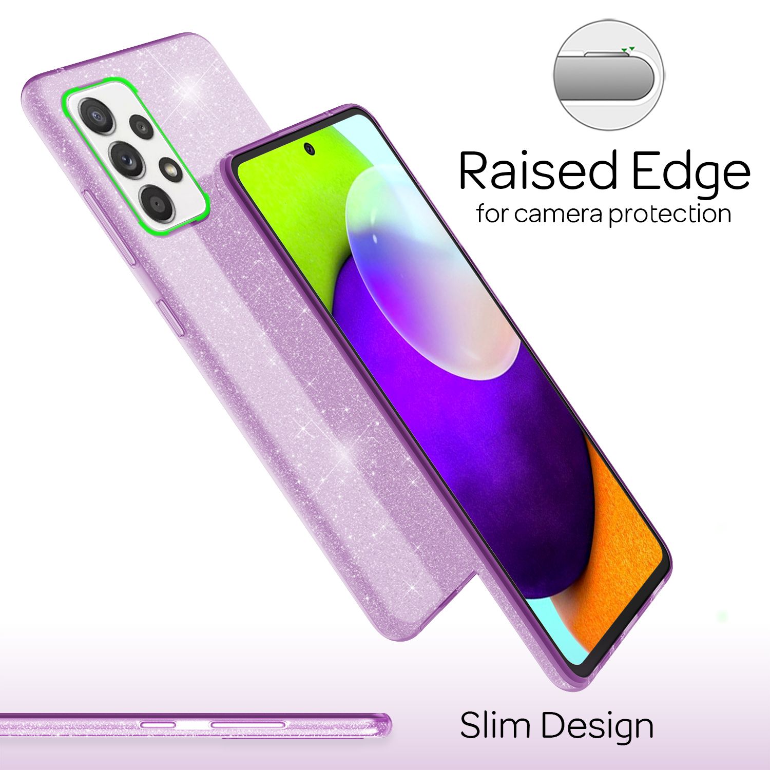 NALIA Glitzer Handy Hülle für Samsung Galaxy A52 5G / A52 / A52s 5G, Cover Case Lila NALIA Protective Hülle