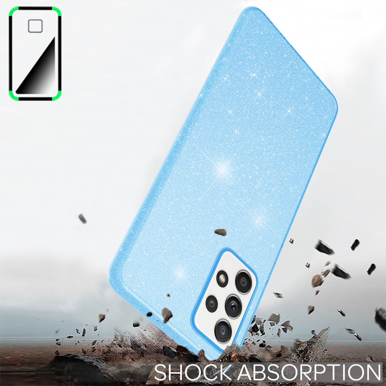 NALIA Glitzer Handy Hülle für Samsung Galaxy A52 5G / A52 / A52s 5G, Cover Case Blau NALIA Protective Hülle