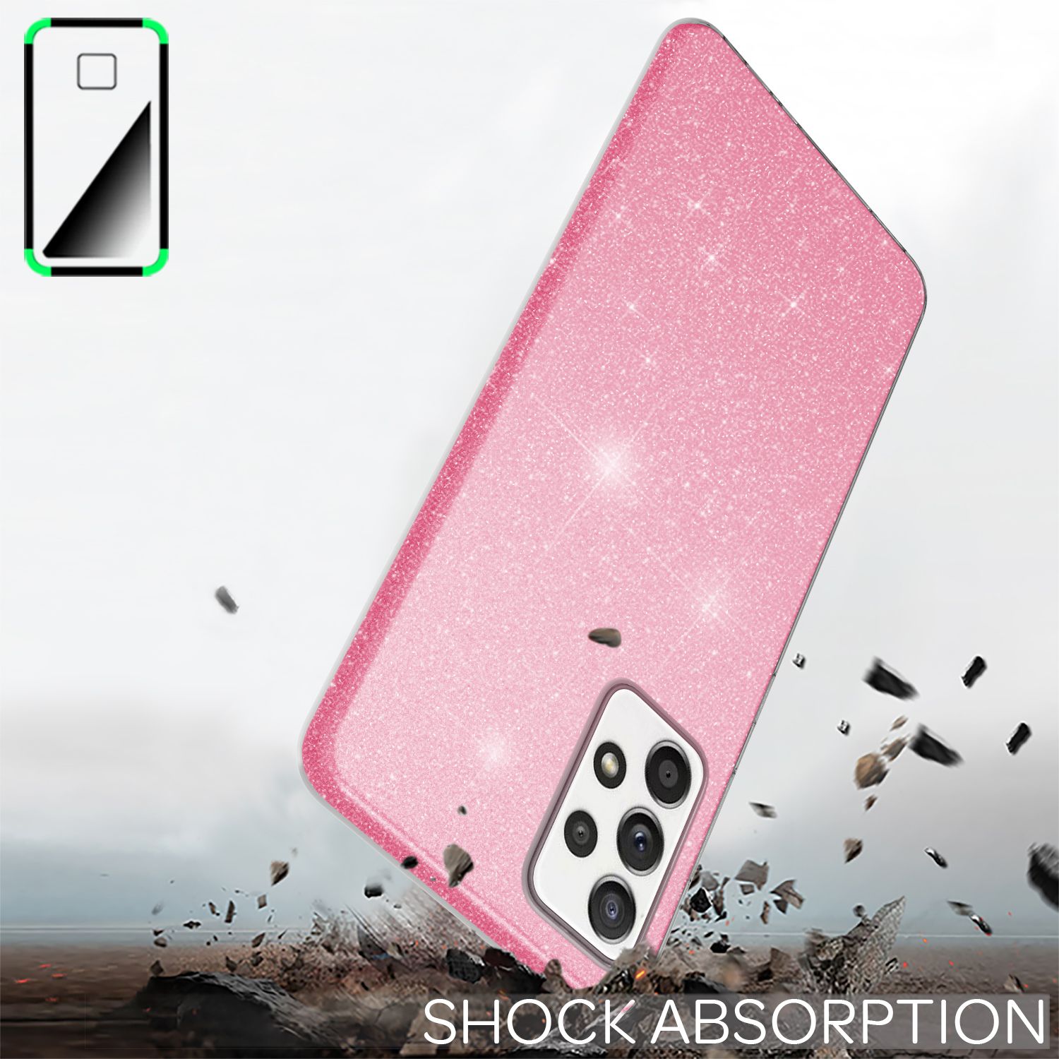 NALIA Glitzer Handy Hülle für Samsung Galaxy A52 5G / A52 / A52s 5G, Cover Case Pink NALIA Protective Hülle