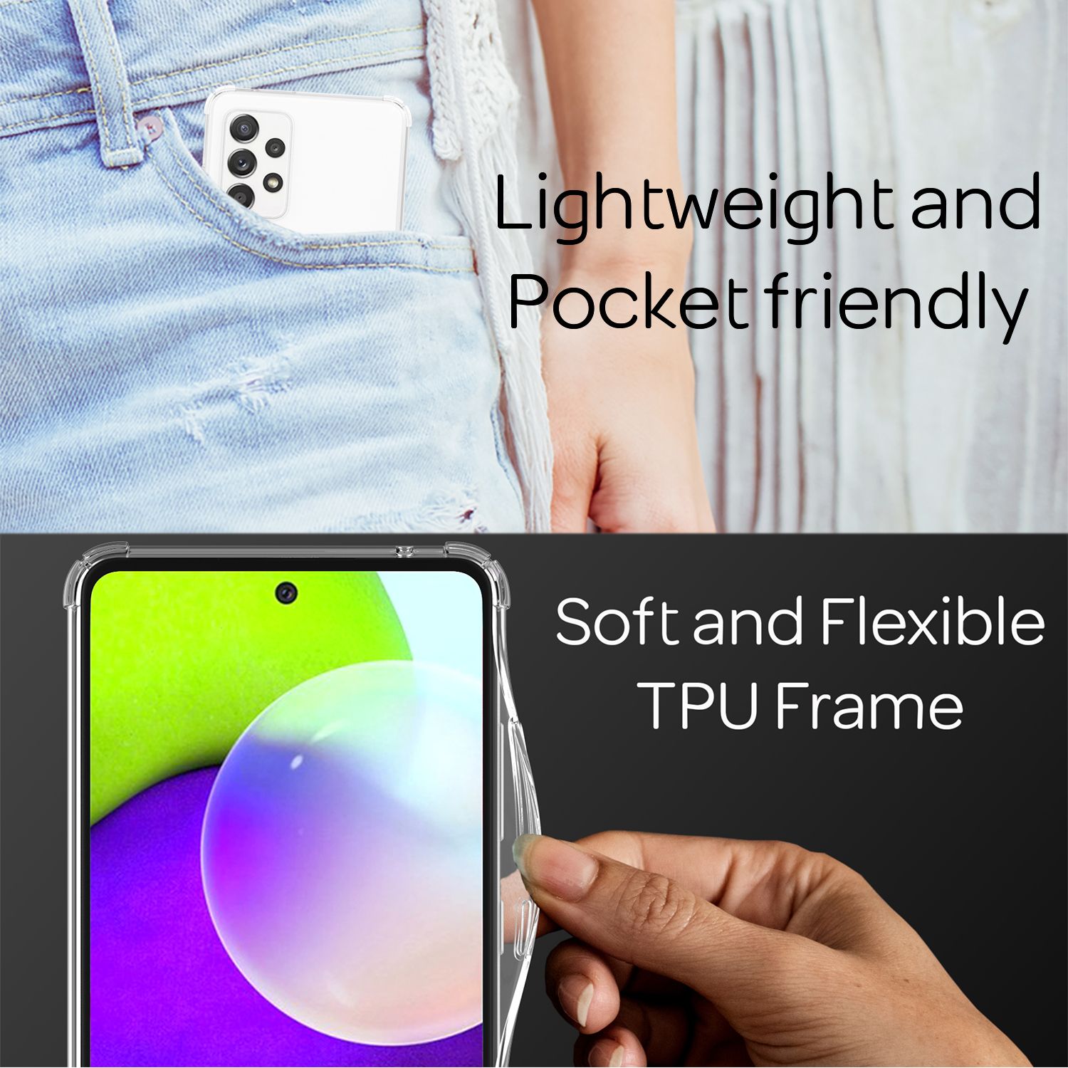 NALIA Handy Hülle mit Kette für Samsung Galaxy A52 5G / A52 / A52s 5G Case Cover Regenbogen NALIA Transparente Hülle