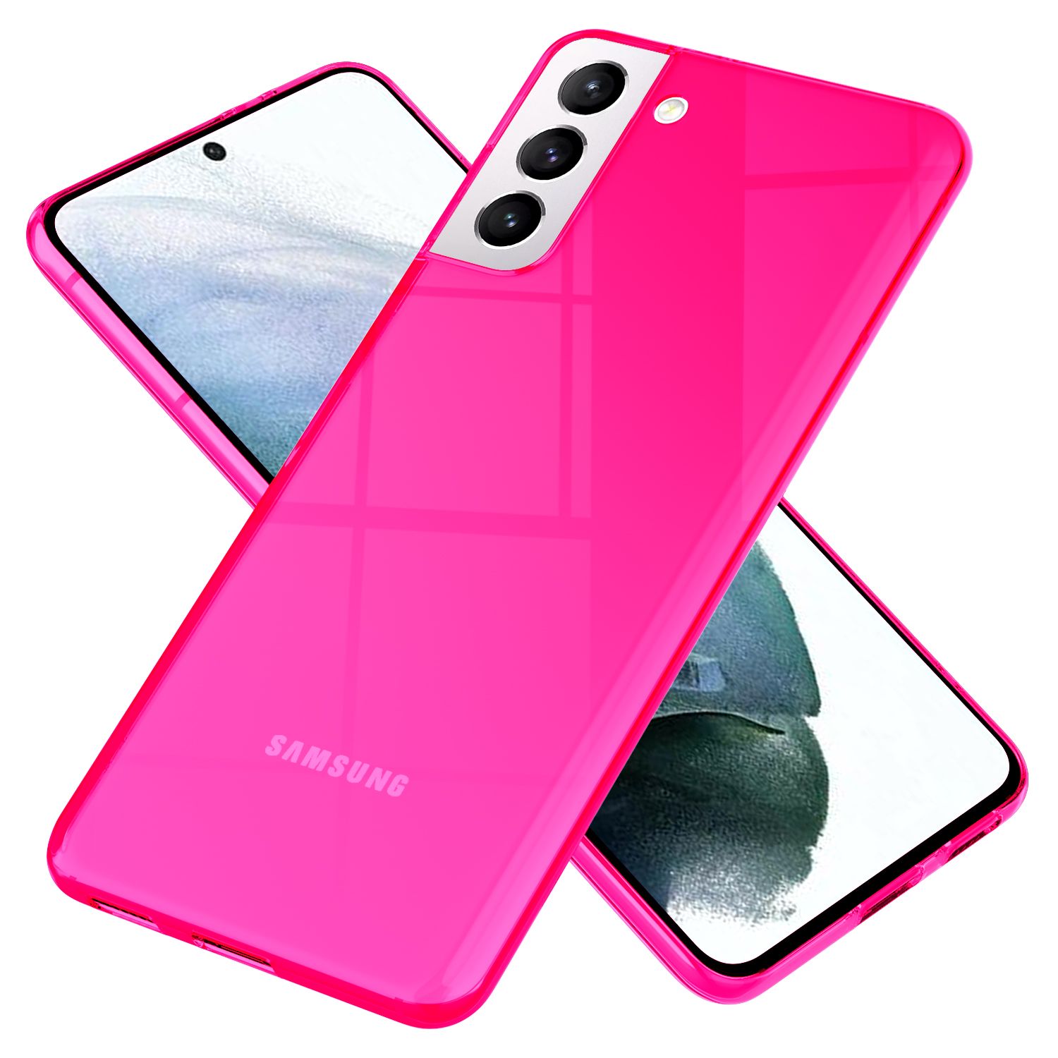 NALIA Neon Handy Hülle für Samsung Galaxy S21, Transparent Case Silikon Cover