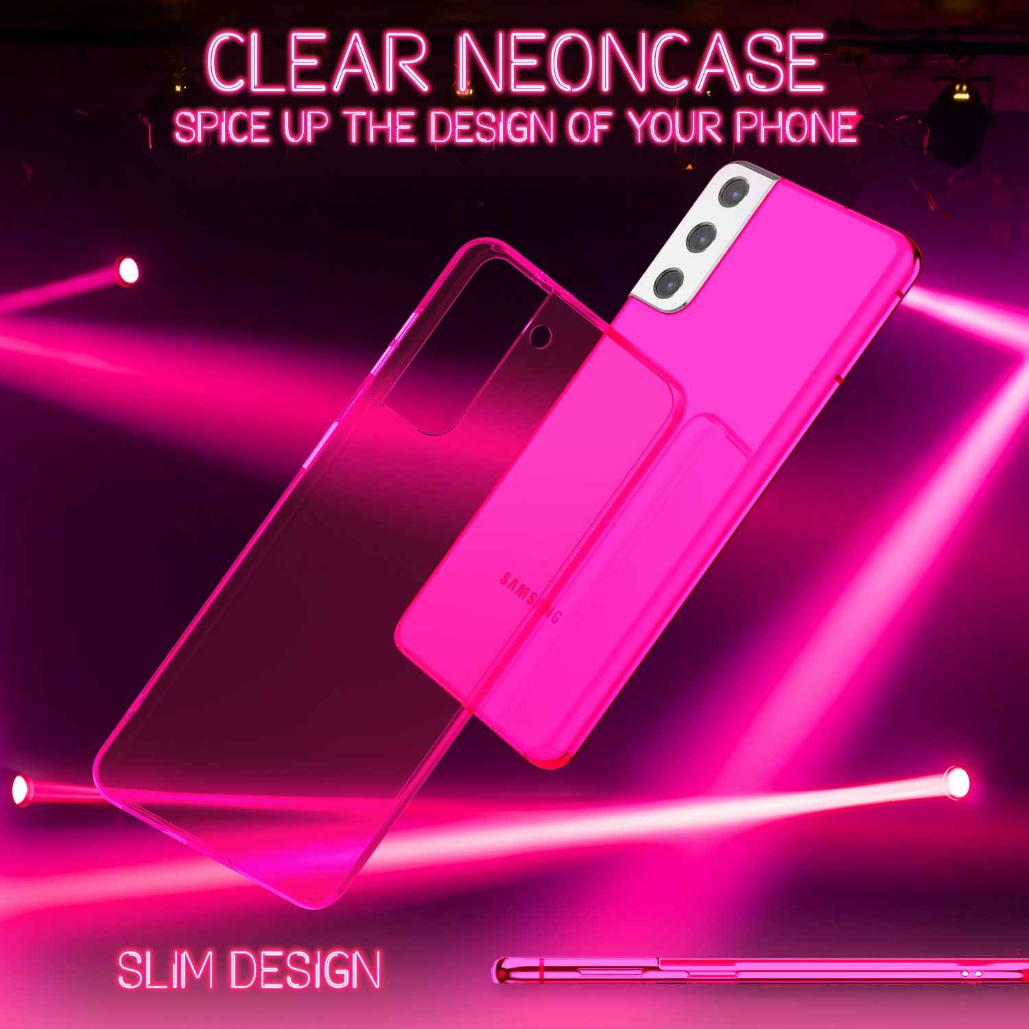NALIA Neon Handy Hülle für Samsung Galaxy S21+, Transparent Silikon Case Cover