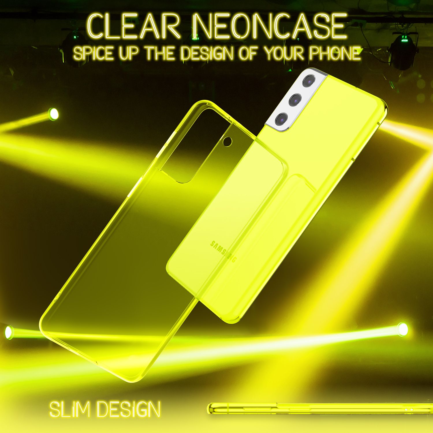 NALIA Neon Handy Hülle für Samsung Galaxy S21+, Transparent Silikon Case Cover