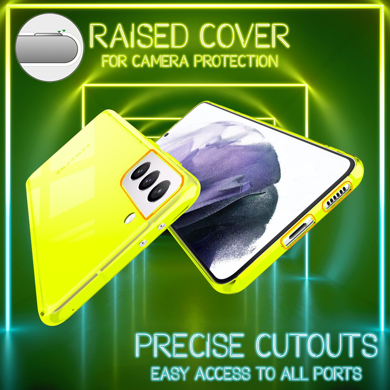 NALIA Neon Handy Hülle für Samsung Galaxy S21+, Transparent Silikon Case Cover