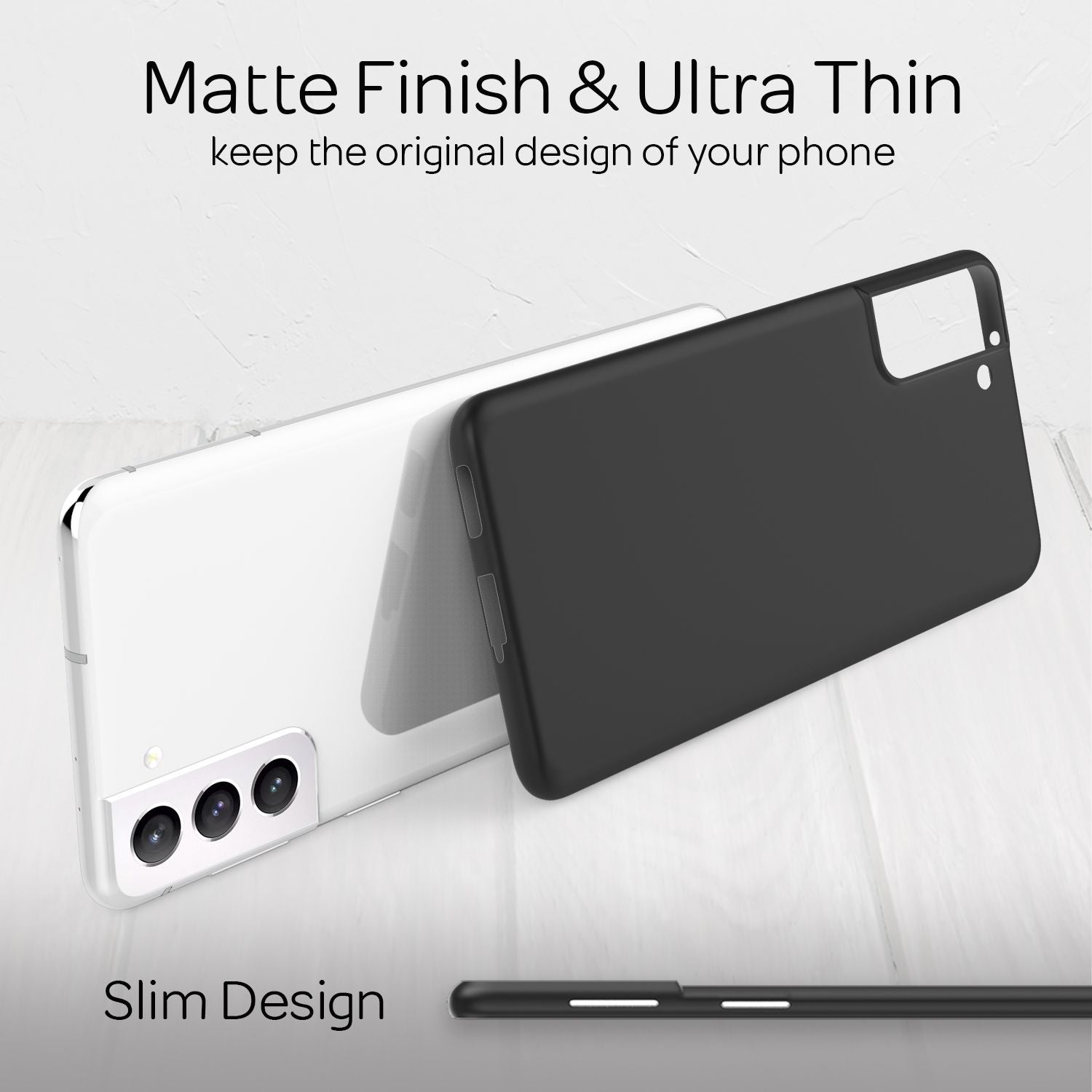 NALIA Extra Dünn Hard Case für Samsung Galaxy S21, Ultra Slim Handy Hülle Cover Schwarz NALIA SlimFit Hülle
