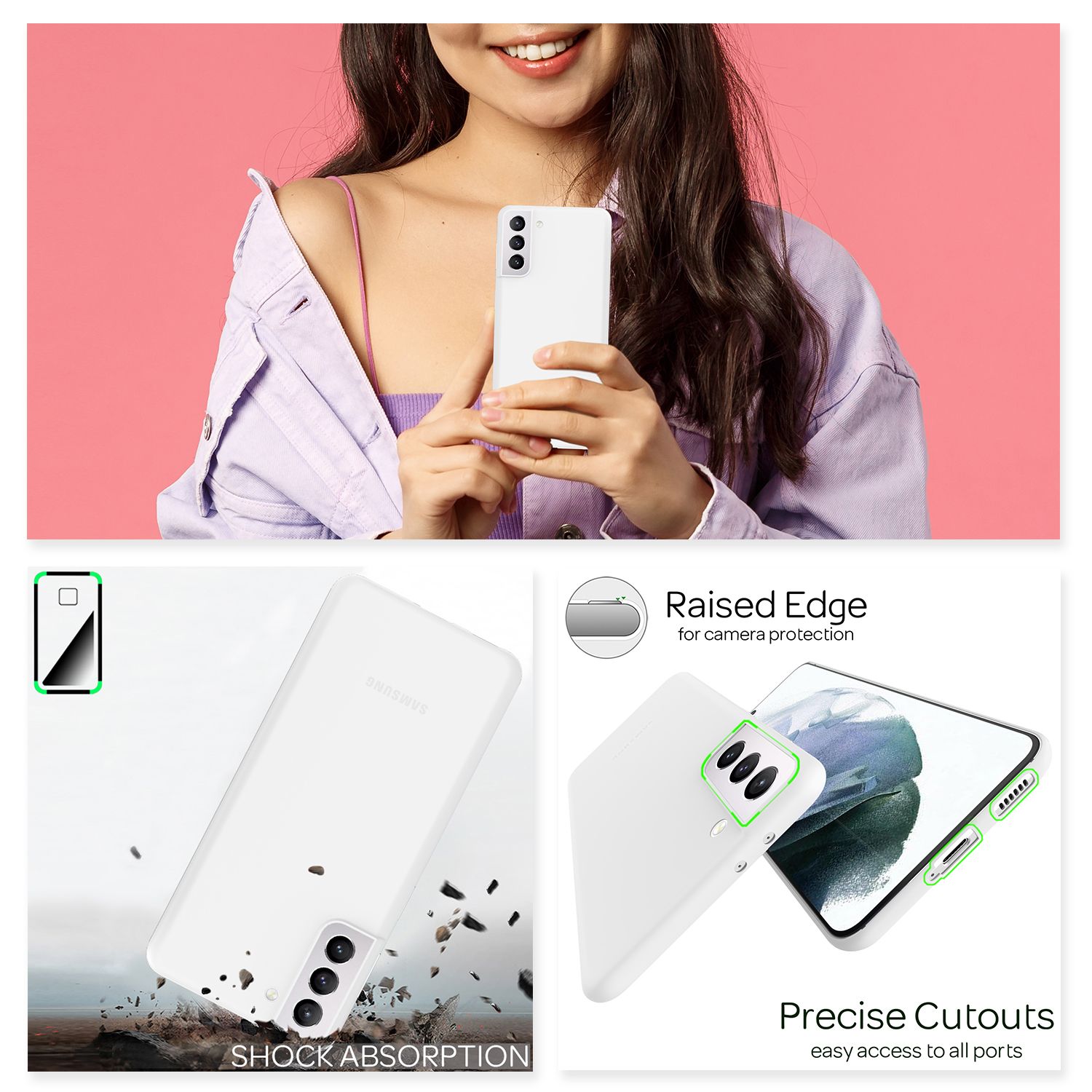 NALIA Extra Dünn Hard Case für Samsung Galaxy S21, Ultra Slim Handy Hülle Cover Weiß Transparent NALIA SlimFit Hülle