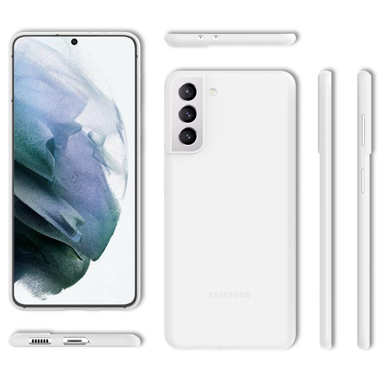 NALIA Extra Dünn Hard Case für Samsung Galaxy S21, Ultra Slim Handy Hülle Cover Weiß Transparent NALIA SlimFit Hülle