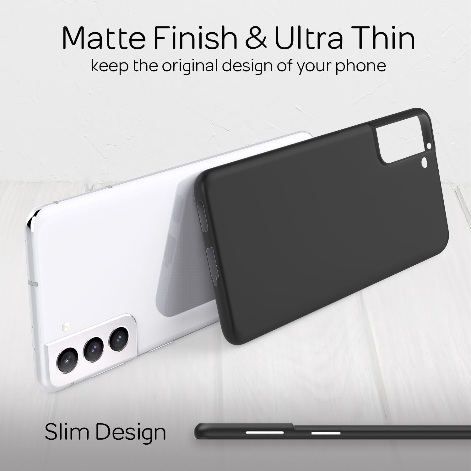 NALIA Extra Dünn Hard Case für Samsung Galaxy S21 Plus, Slim Handy Hülle Cover Schwarz NALIA SlimFit Hülle