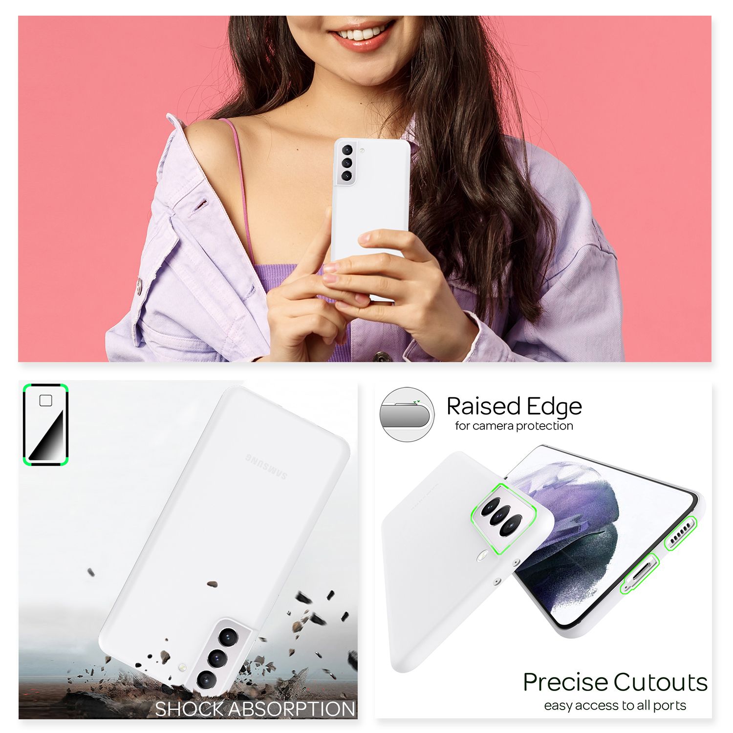 NALIA Extra Dünn Hard Case für Samsung Galaxy S21 Plus, Slim Handy Hülle Cover Weiß Transparent NALIA SlimFit Hülle