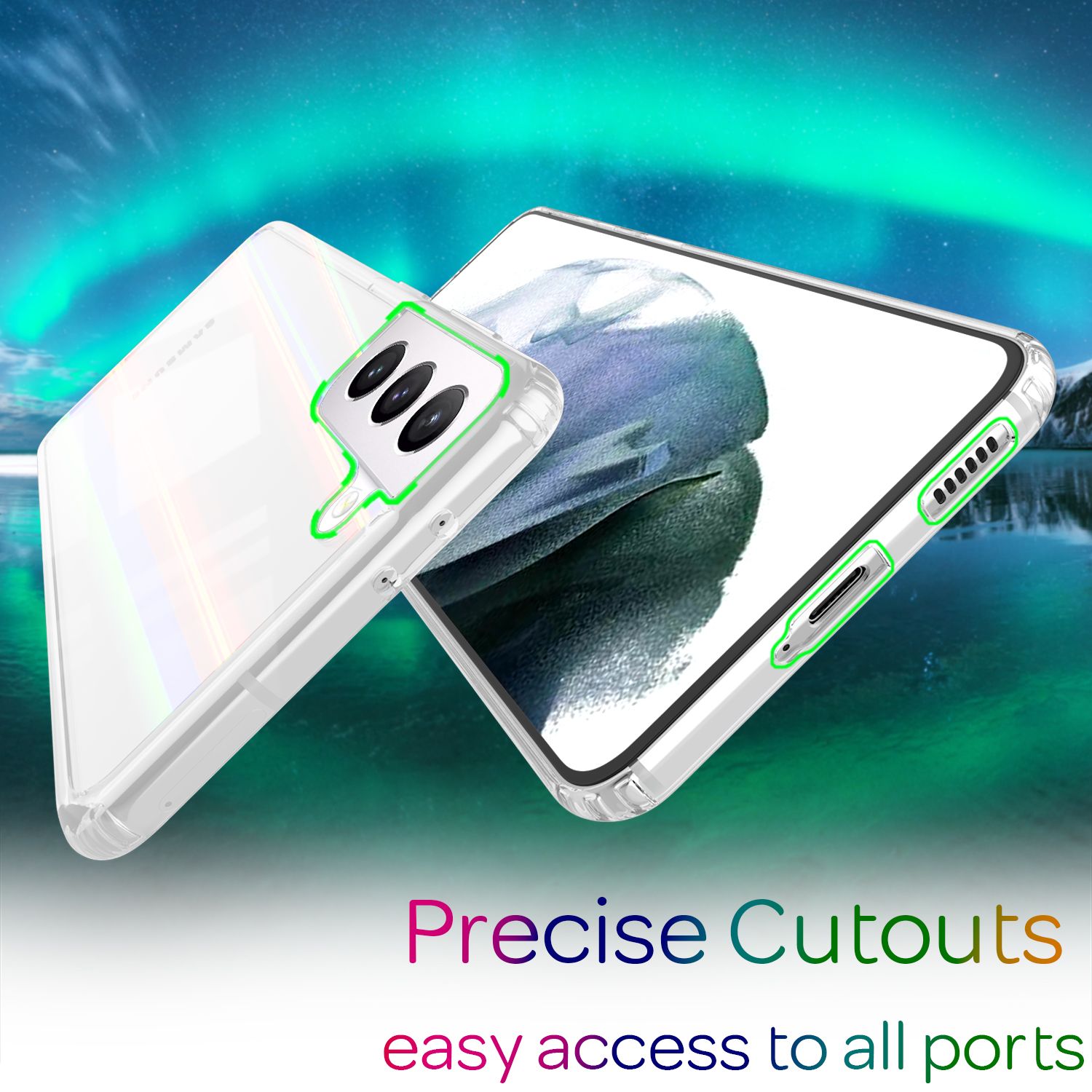 NALIA Hartglas Case für Samsung Galaxy S21, Transparent Regenbogen Case Cover Default Title NALIA Protective Hülle