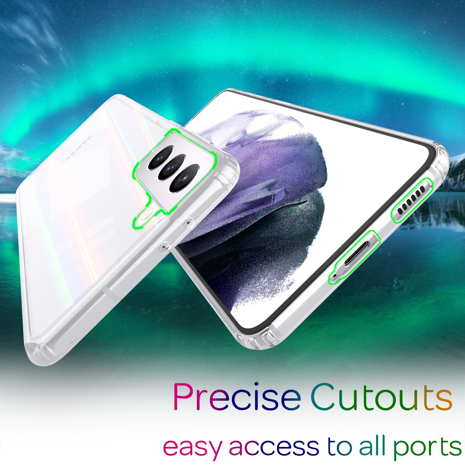 NALIA Hartglas Case für Samsung Galaxy S21+, Transparent Regenbogen Cover Case Default Title NALIA Protective Hülle