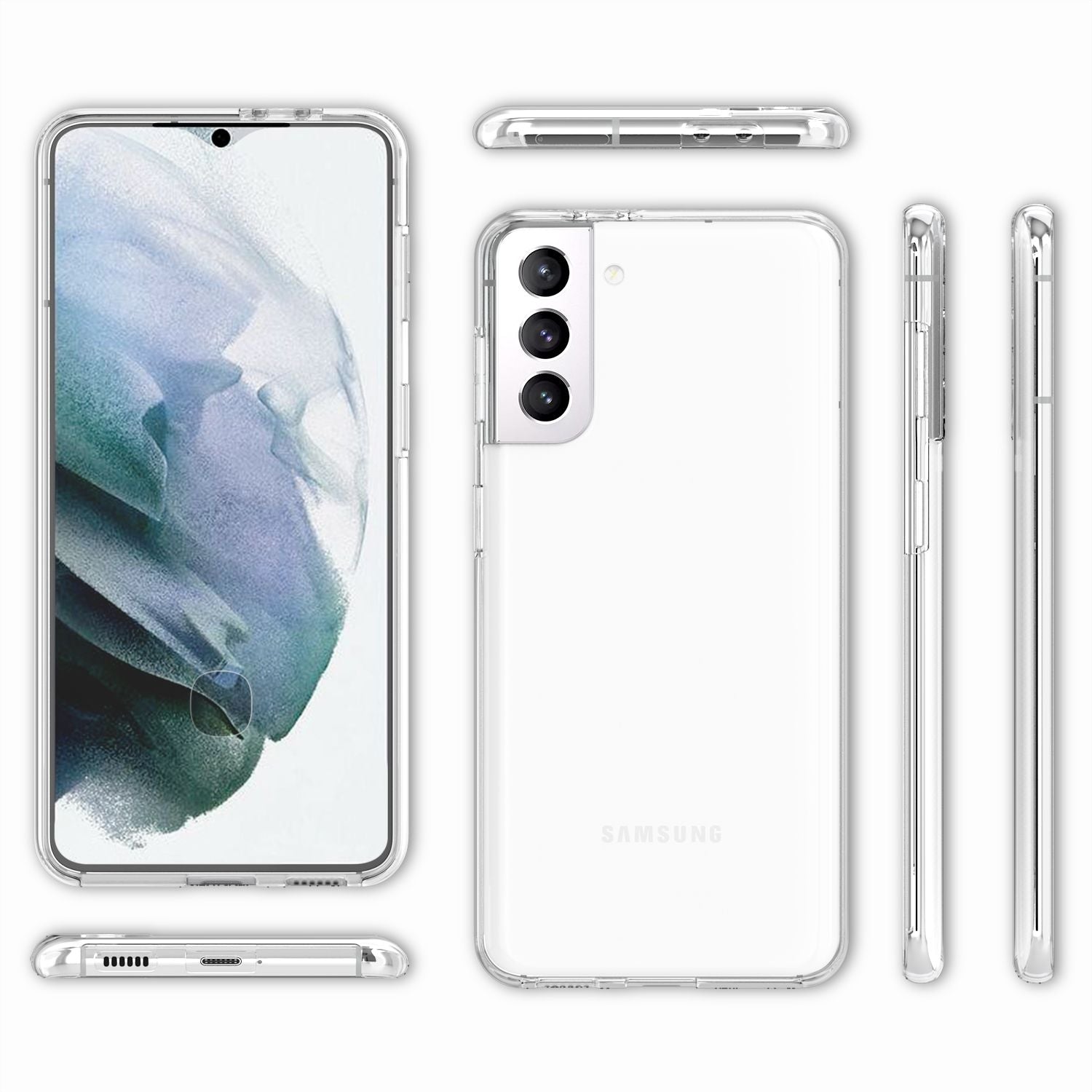 NALIA 360 Grad Handy Hülle für Samsung Galaxy S21, Transparent Cover Case Etui Default Title NALIA Transparente Hülle