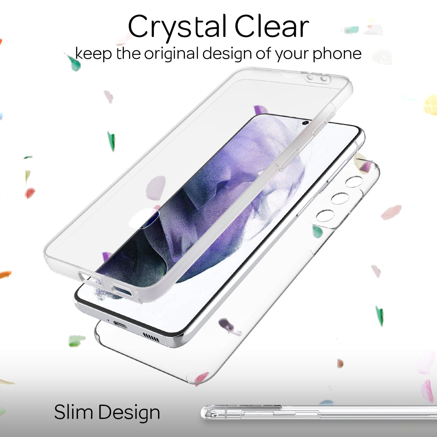 NALIA 360 Grad Handy Hülle für Samsung Galaxy S21 Plus, Transparent Full Cover Default Title NALIA Transparente Hülle