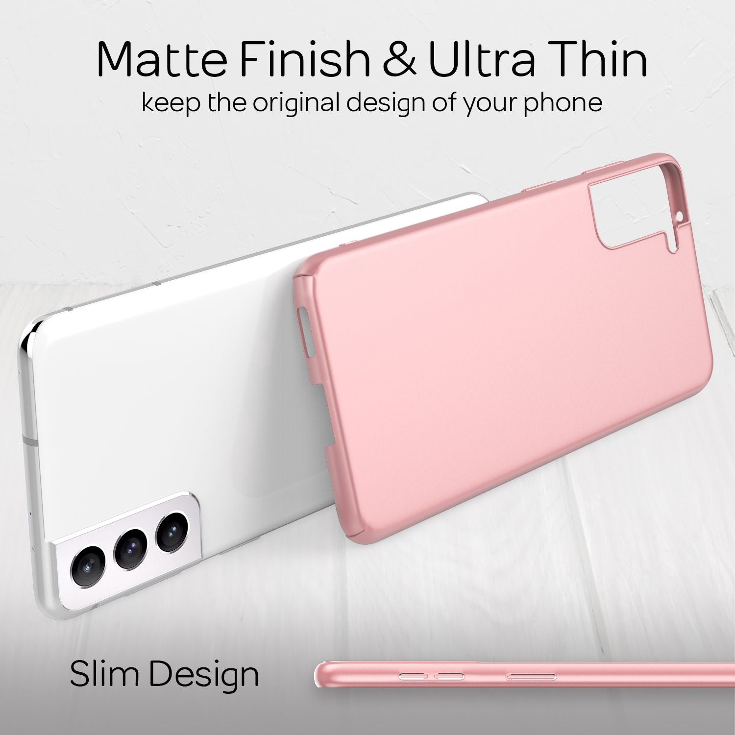 NALIA Hard Case für Samsung Galaxy S21, Dünn Handy Hülle Phone Cover Bumper Etui Rose Gold NALIA SlimFit Hülle