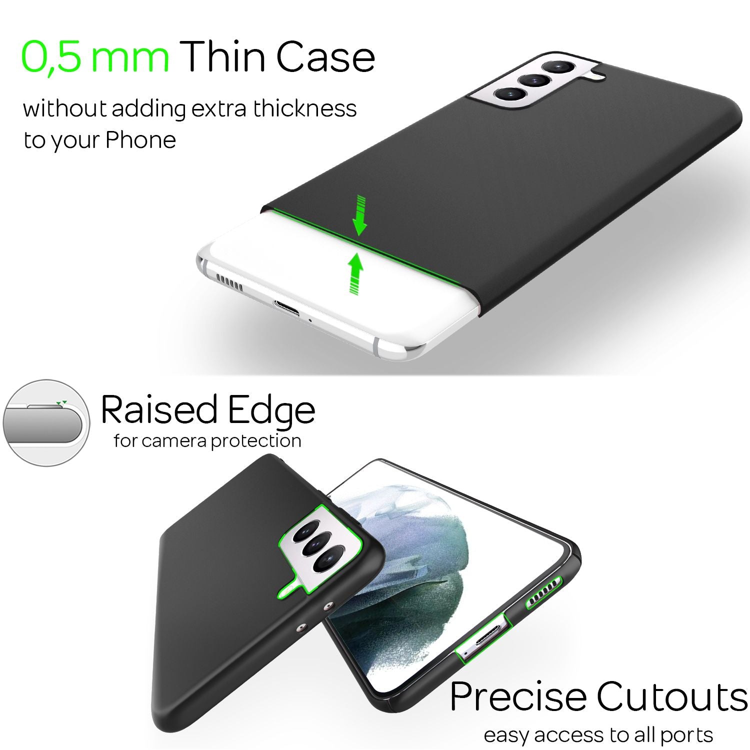 NALIA Hard Case für Samsung Galaxy S21, Dünn Handy Hülle Phone Cover Bumper Etui Schwarz NALIA SlimFit Hülle