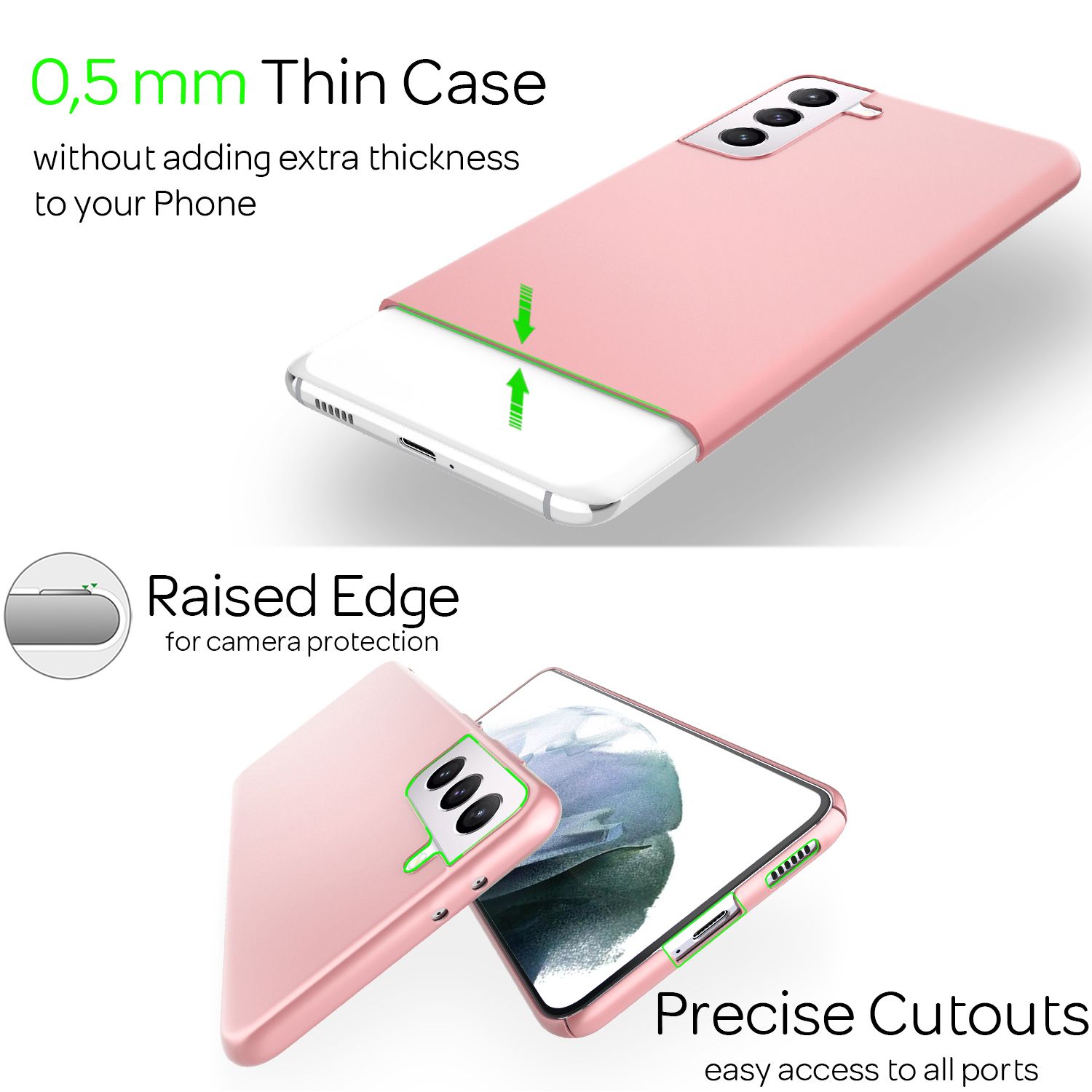 NALIA Hard Case für Samsung Galaxy S21, Dünn Handy Hülle Phone Cover Bumper Etui Rose Gold NALIA SlimFit Hülle