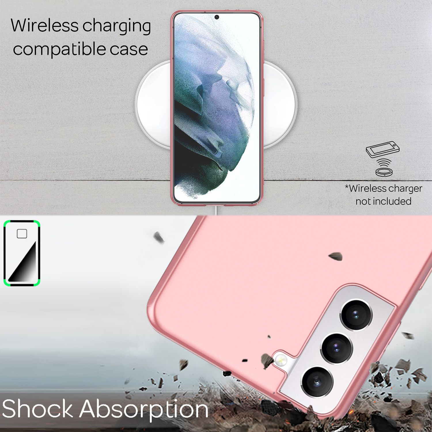 NALIA Hard Case für Samsung Galaxy S21, Dünn Handy Hülle Phone Cover Bumper Etui Rose Gold NALIA SlimFit Hülle