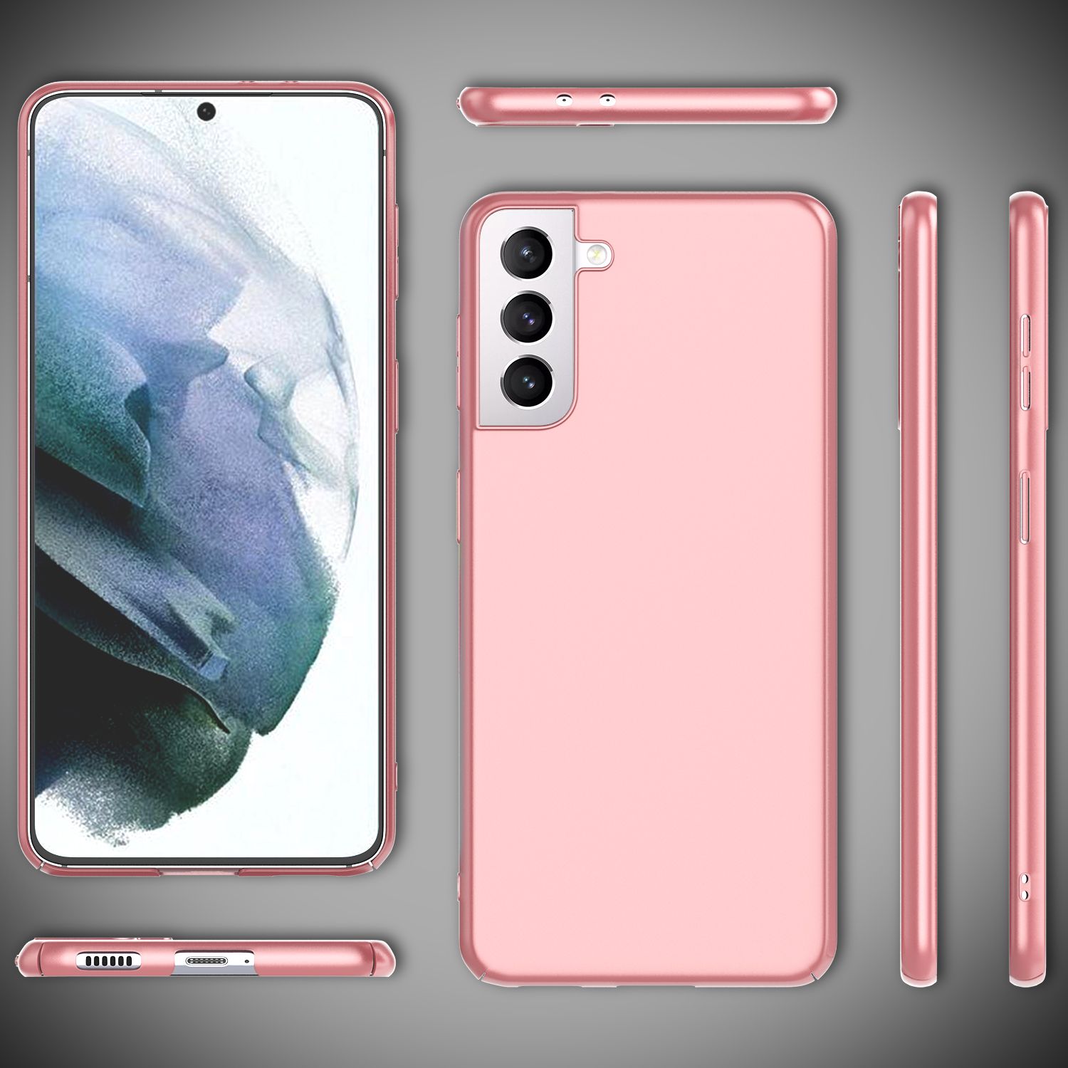 NALIA Hard Case für Samsung Galaxy S21, Dünn Handy Hülle Phone Cover Bumper Etui Rose Gold NALIA SlimFit Hülle