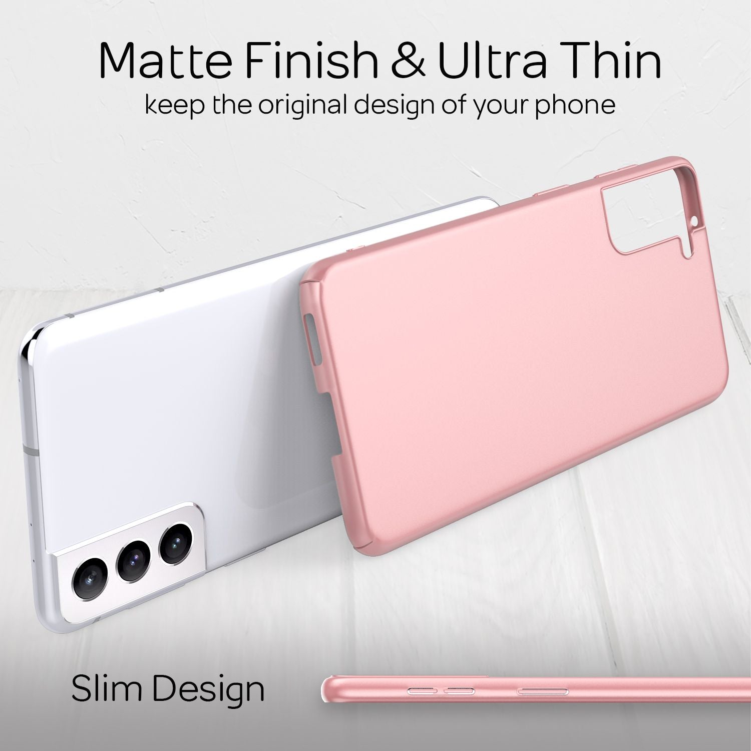 NALIA Hard Case für Samsung Galaxy S21 Plus, Dünn Handy Hülle Cover Bumper Etui Rose Gold NALIA SlimFit Hülle