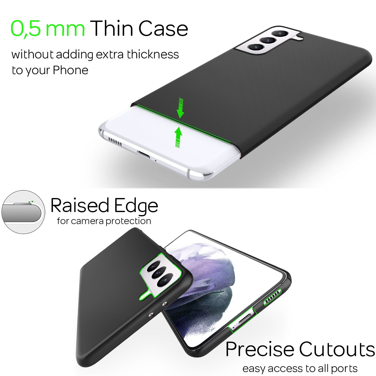 NALIA Hard Case für Samsung Galaxy S21 Plus, Dünn Handy Hülle Cover Bumper Etui Schwarz NALIA SlimFit Hülle