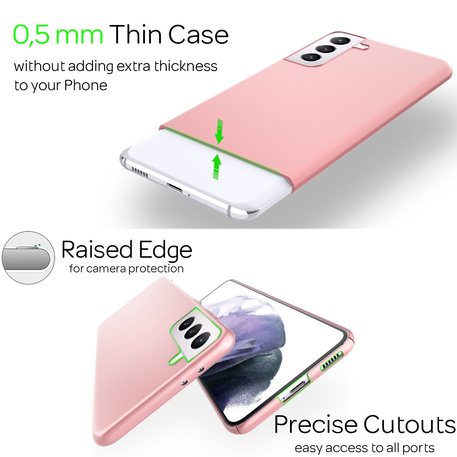 NALIA Hard Case für Samsung Galaxy S21 Plus, Dünn Handy Hülle Cover Bumper Etui Rose Gold NALIA SlimFit Hülle