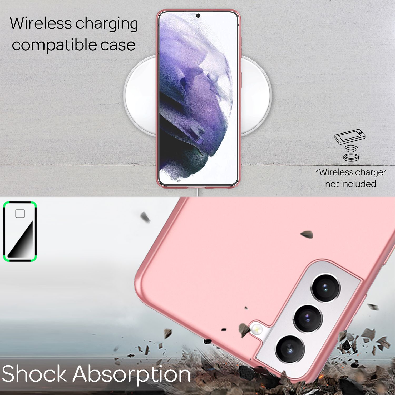 NALIA Hard Case für Samsung Galaxy S21 Plus, Dünn Handy Hülle Cover Bumper Etui Rose Gold NALIA SlimFit Hülle