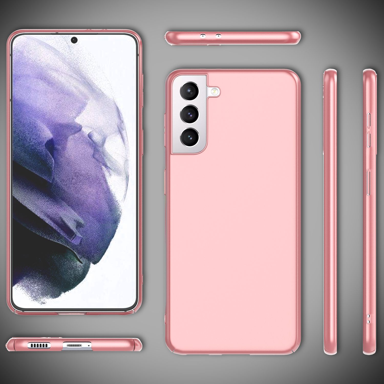 NALIA Hard Case für Samsung Galaxy S21 Plus, Dünn Handy Hülle Cover Bumper Etui Rose Gold NALIA SlimFit Hülle