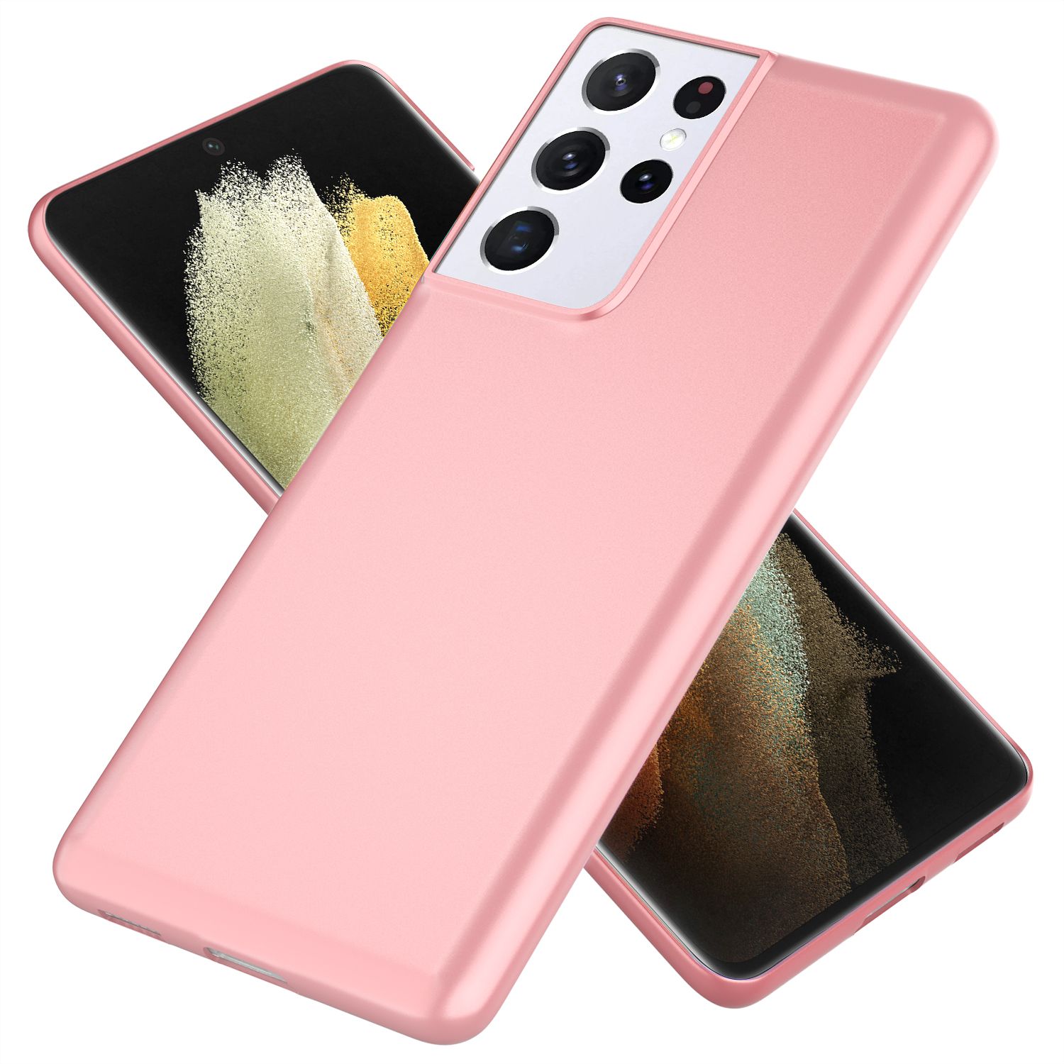 NALIA Hard Case für Samsung Galaxy S21 Ultra, Dünn Cover Handy Hülle Case Bumper Rose Gold NALIA SlimFit Hülle